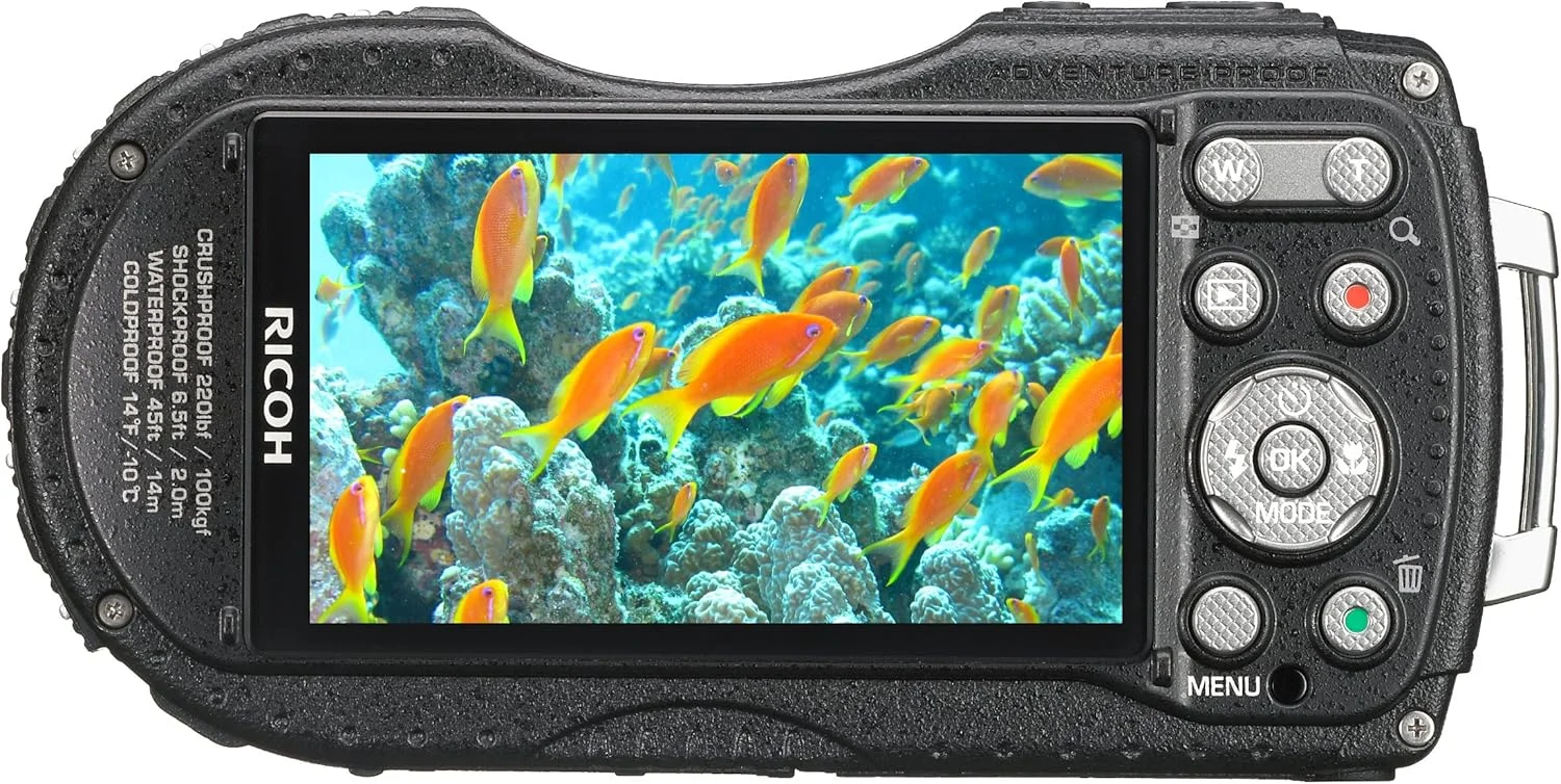 دوربین دیجیتال 16 مگاپیکسلی مشکی Ricoh WG-4 GPS با زوم اپتیکال 4X و لرزشگیر تصویر و LCD 3 اینچی (مشکی)