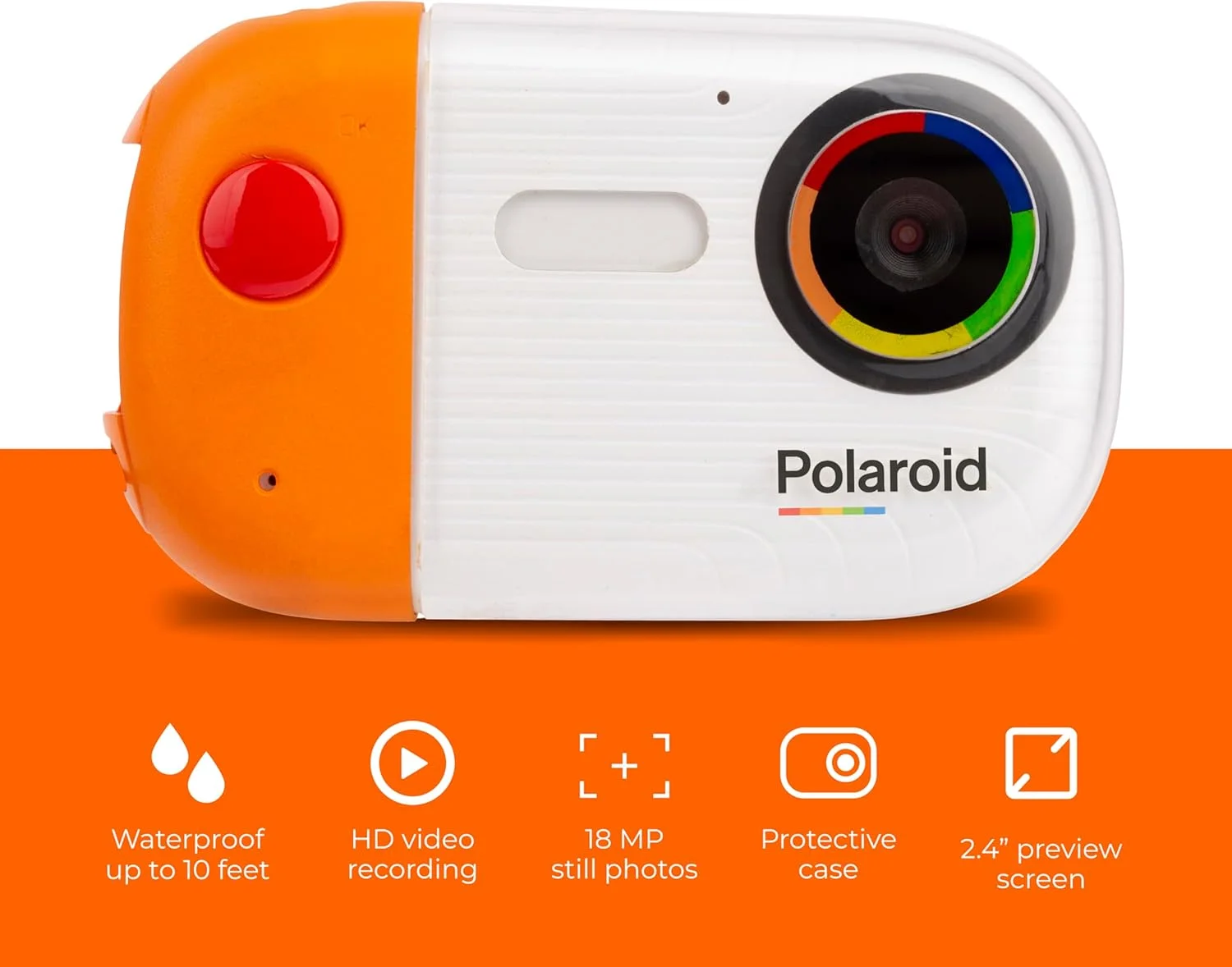 دوربین ضد آب پولاروید - 18 مگاپیکسل 4K UHD، مناسب غواصی و اسنورکلینگ با صفحه نمایش LCD، قابل شارژ با USB