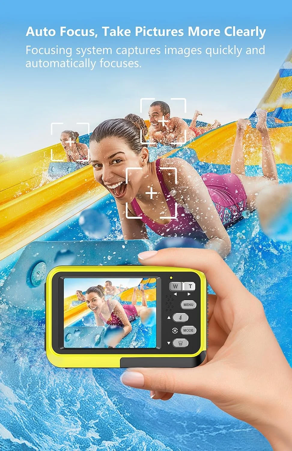 دوربین دیجیتال ضدآب MERCANOVA 5K Ultra HD، ۴۸ مگاپیکسل، دارای دو صفحه نمایش (۲.۸ اینچی پشتی و ۱.۷ اینچی جلویی)، زوم ۱۶ برابر، فوکوس خودکار، دوربین زیر آب IP68، جمع و جور برای مسافرت و ولاگ (آبی) دوربین دیجیتال ضدآب MERCANOVA 5K Ultra HD، ۴۸ مگاپیکسل، دارای دو صفحه نمایش (۲.۸ اینچی پشتی و ۱.۷ اینچی جلویی)، زوم ۱۶ برابر، فوکوس خودکار، دوربین زیر آب IP68، جمع و جور برای مسافرت و ولاگ (آبی)