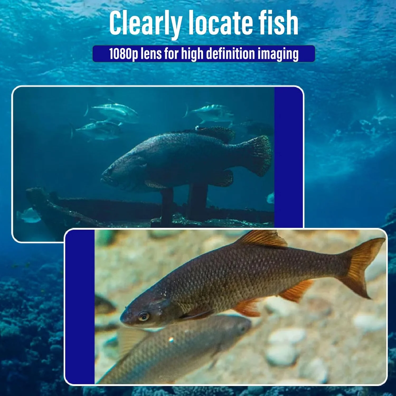 دوربین ماهیگیری زیر آب، زاویه دید عریض 220 درجه HD 1080P با صفحه نمایش 4.3 اینچی با روشنایی بالا، کابل 15 متری با استحکام بالا برای ماهیگیری روی یخ و ماهیگیری سکویی