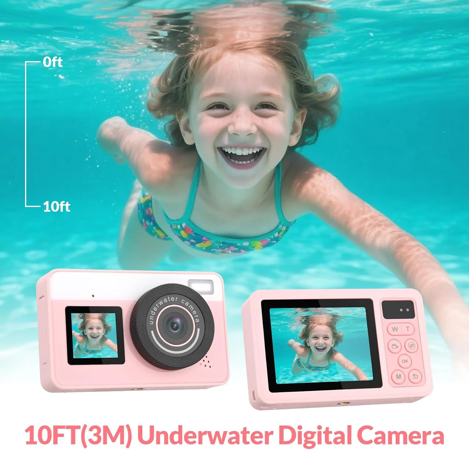 دوربین دیجیتال ضد آب مافیتی مناسب غواصی تا عمق 3 متر، دوربین دیجیتال شناور و جمع و جور برای کودکان، نوجوانان و بزرگسالان، مناسب موج سواری، شنا و قایقرانی، صورتی دوربین دیجیتال ضد آب مافیتی مناسب غواصی تا عمق 3 متر، دوربین دیجیتال شناور و جمع و جور برای کودکان، نوجوانان و بزرگسالان، مناسب موج سواری، شنا و قایقرانی، صورتی