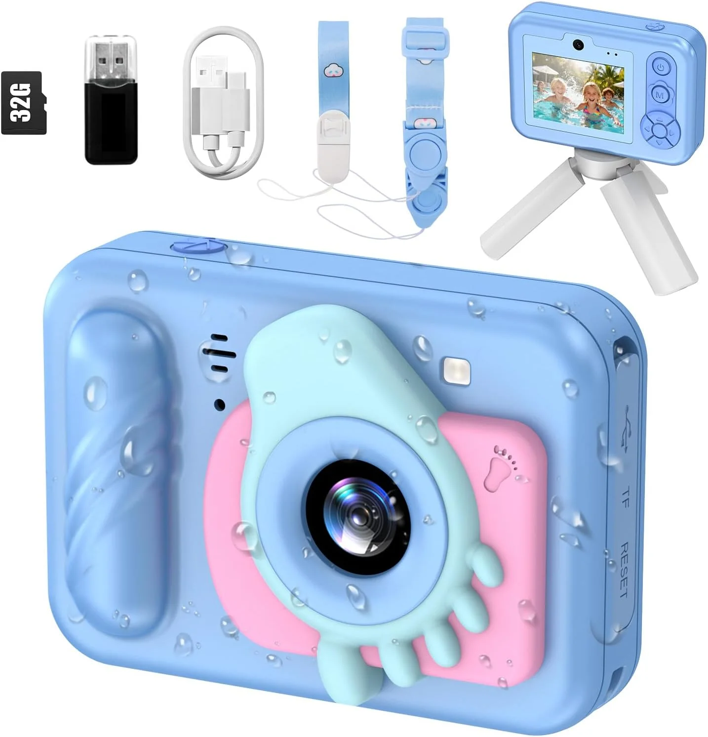 دوربین ضد آب کودکانه - دوربین دیجیتال HD برای کودکان نوپا با قابلیت ضبط ویدیوی 1080P، هدیه تولد و کریسمس ایده آل برای پسران و دختران 3-12 ساله به همراه کارت 32 گیگابایتی (آبی روشن) دوربین ضد آب کودکانه - دوربین دیجیتال HD برای کودکان نوپا با قابلیت ضبط ویدیوی 1080P، هدیه تولد و کریسمس ایده آل برای پسران و دختران 3-12 ساله به همراه کارت 32 گیگابایتی (آبی روشن)