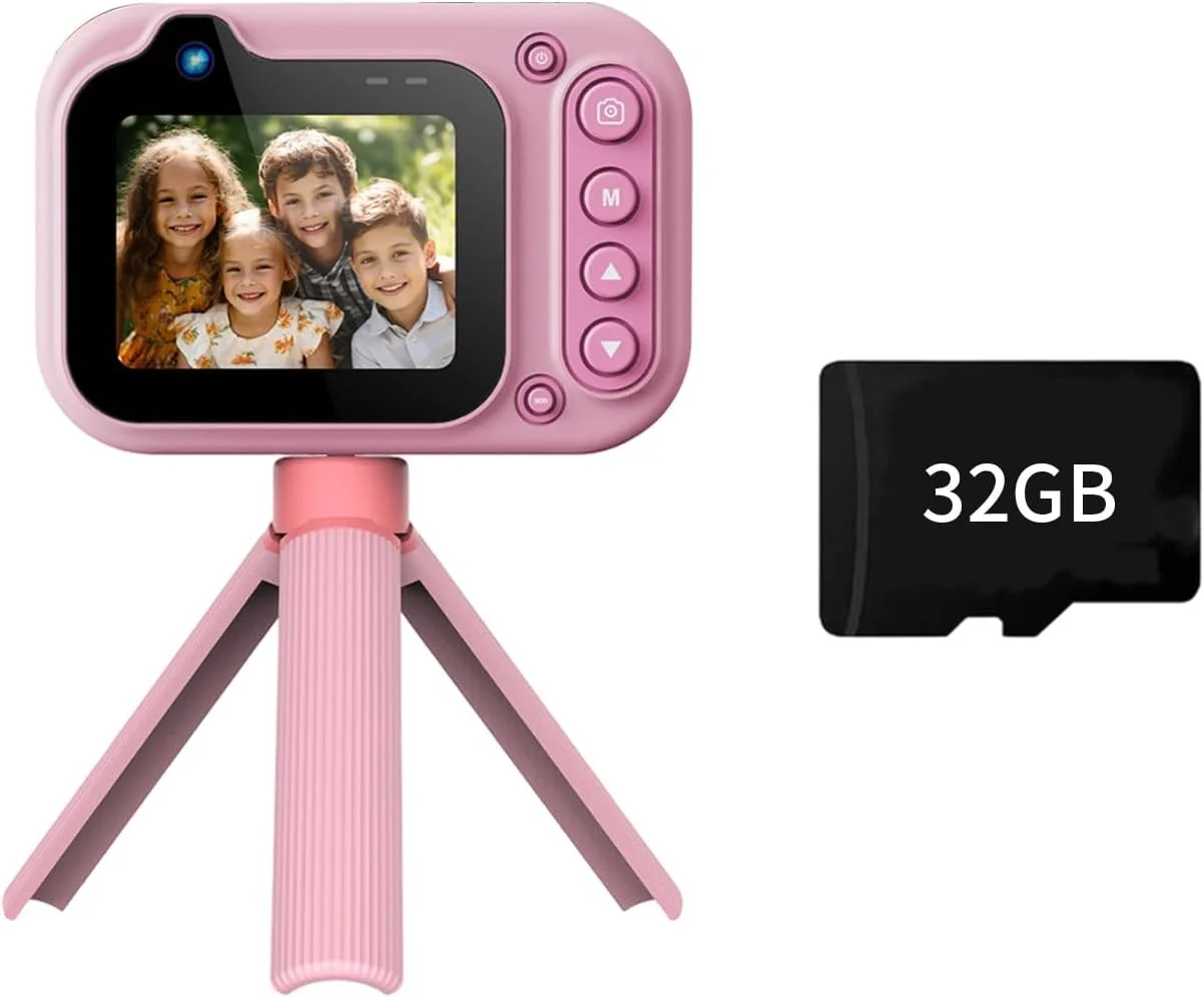 دوربین دو لنز 2K با حافظه 32 گیگابایتی برای کودکان، ضد آب تا عمق 3 متر، قابلیت پخش MP3 و زوم 10 برابر مناسب غواصی و شنا