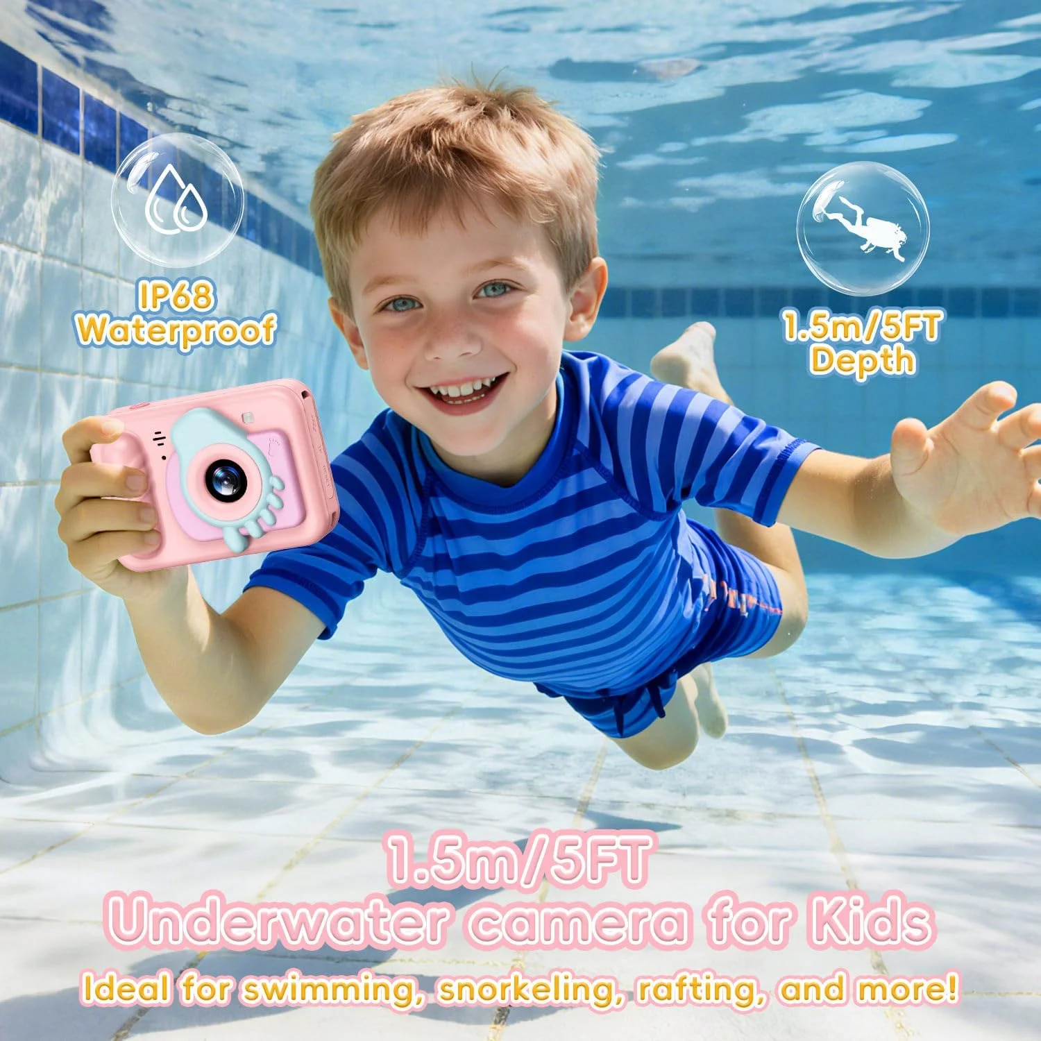 دوربین ضد آب کودکانه - دوربین دیجیتال HD برای کودکان نوپا با قابلیت ضبط ویدیویی 1080P، هدیه تولد و کریسمس ایده آل برای پسران و دختران 3-12 ساله به همراه کارت 32 گیگابایتی (صورتی) دوربین ضد آب کودکانه - دوربین دیجیتال HD برای کودکان نوپا با قابلیت ضبط ویدیویی 1080P، هدیه تولد و کریسمس ایده آل برای پسران و دختران 3-12 ساله به همراه کارت 32 گیگابایتی (صورتی)