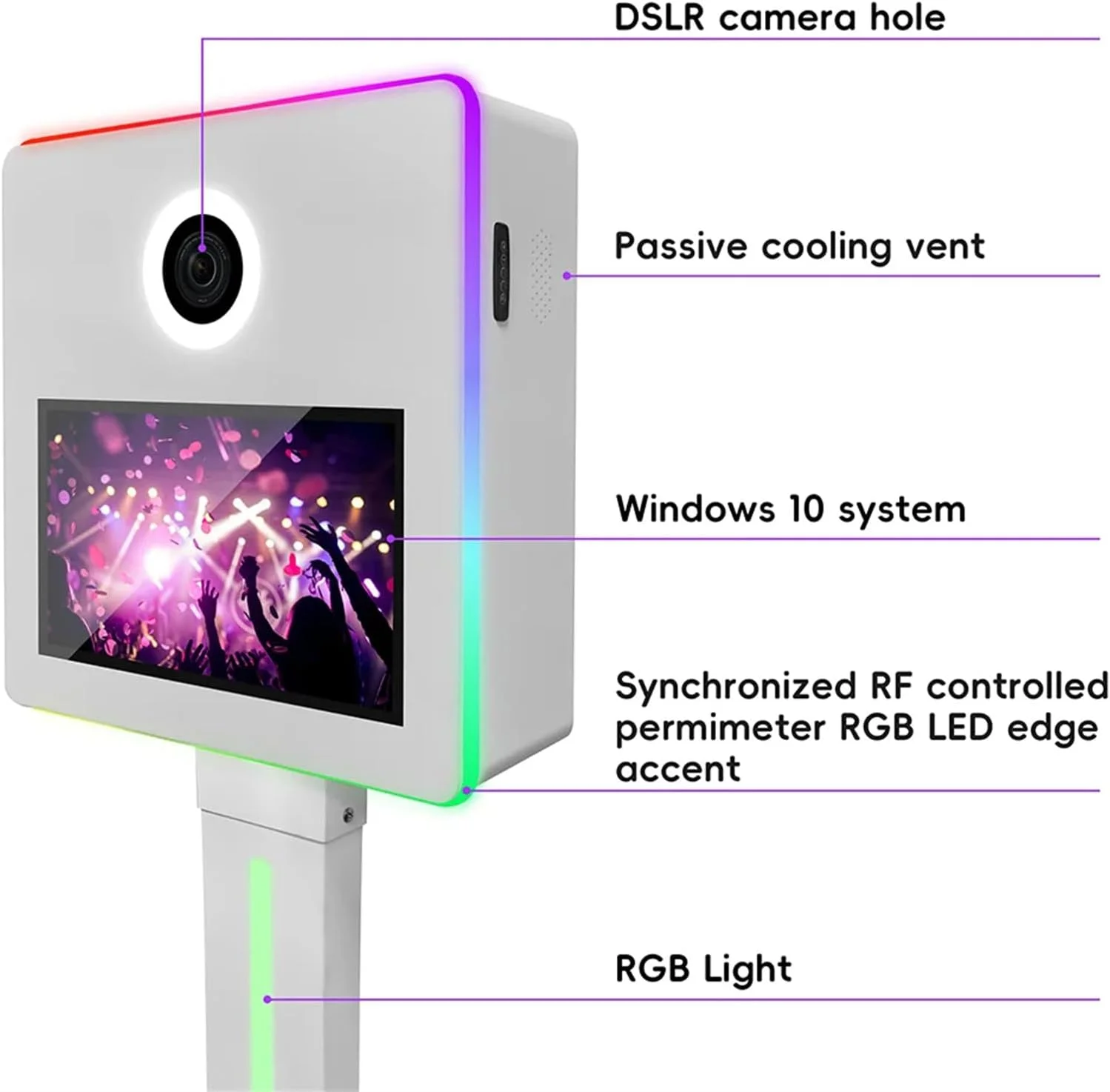 کیوسک عکس DSLR، کیوسک عکس آینه ای دوربین قابل حمل با جعبه پرواز، دستگاه کیوسک عکس سلفی صفحه لمسی 15.6 اینچی، برای رویدادهای جشن عروسی