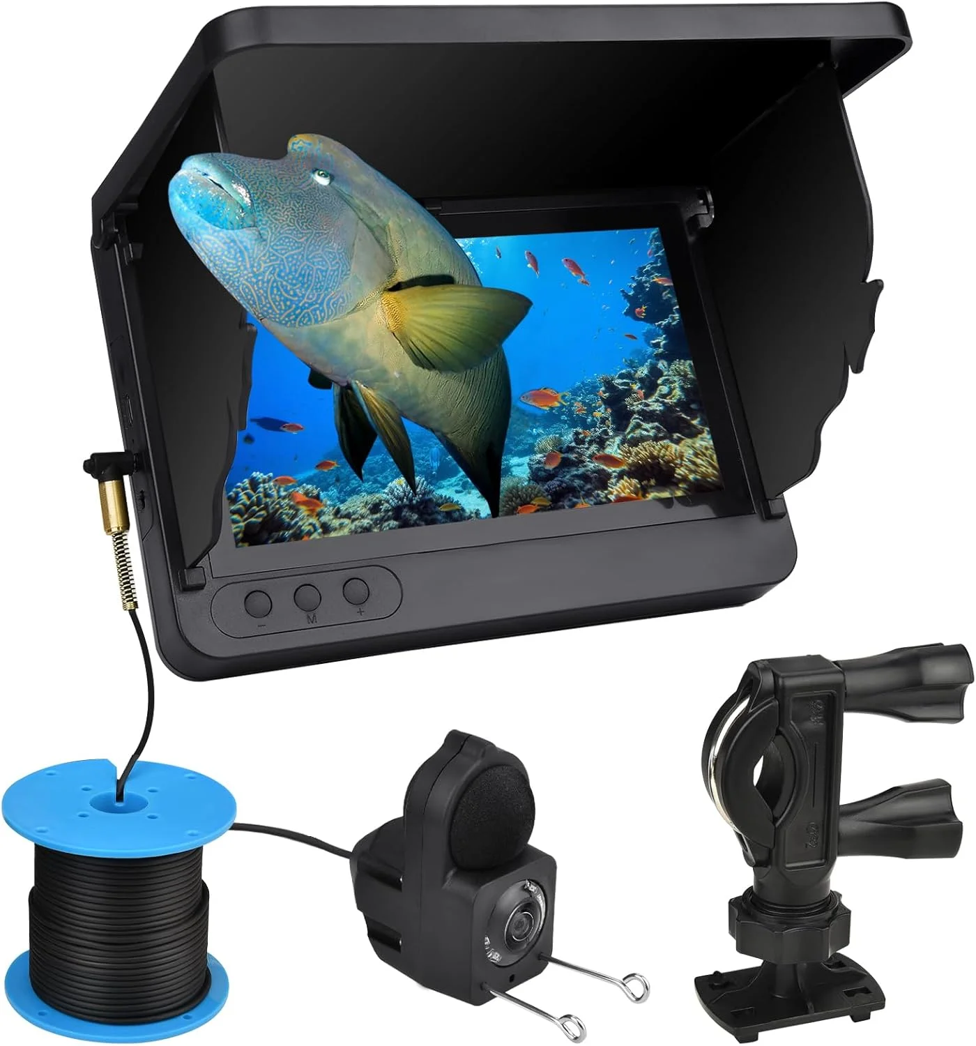 دوربین ماهی یاب ضد آب با دید بهبود یافته در نور کم، لنز فوق عریض ماهی یاب زیر آب برای ماهیگیری در یخ، دریاچه و ساحل، دوربین زیر آب ضد آب IP68 برای ماهیگیری، صفحه نمایش 7 اینچی