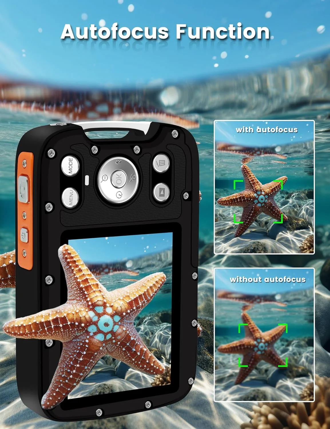 دوربین ضد آب 4K 48MP با فوکوس خودکار، صفحه نمایش دوگانه، بند شناور و کارت 32 گیگابایتی، دوربین دیجیتال ضد آب جمع و جور 17 فوتی برای غواصی دوربین ضد آب 4K 48MP با فوکوس خودکار، صفحه نمایش دوگانه، بند شناور و کارت 32 گیگابایتی، دوربین دیجیتال ضد آب جمع و جور 17 فوتی برای غواصی