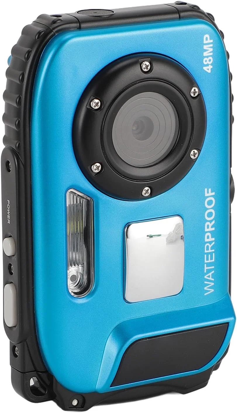 دوربین دیجیتال ضد آب 1080P 48MP با صفحه نمایش رنگی 2.4 اینچی، کارت حافظه 32 گیگابایتی، فوکوس خودکار و تشخیص چهره هوشمند - دوربین الکترونیکی