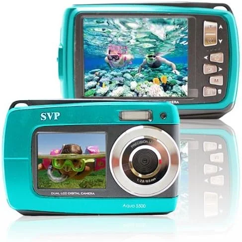 دوربین دیجیتال ضد آب SVP Aqua 5500 آبی (همراه با میکرو 4 گیگابایتی) 18 مگاپیکسل با صفحه نمایش دوگانه