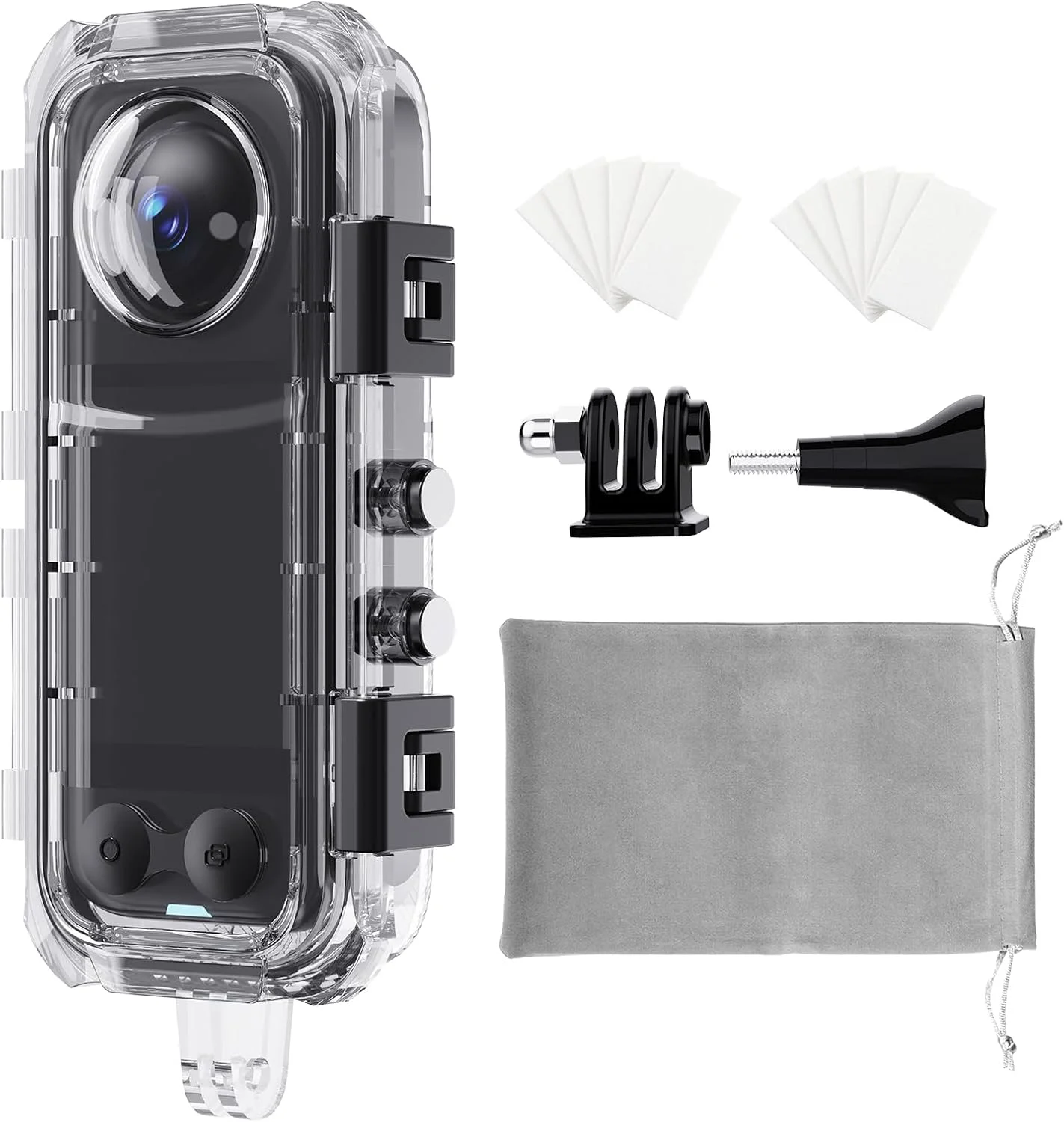 محفظه ضد آب نامرئی HONGDAK برای Insta360 X4، محفظه محافظ ضد آب 45 متری برای غواصی زیر آب Insta360 X4 به همراه لوازم جانبی براکت و درج های ضد مه محفظه ضد آب نامرئی HONGDAK برای Insta360 X4، محفظه محافظ ضد آب 45 متری برای غواصی زیر آب Insta360 X4 به همراه لوازم جانبی براکت و درج های ضد مه