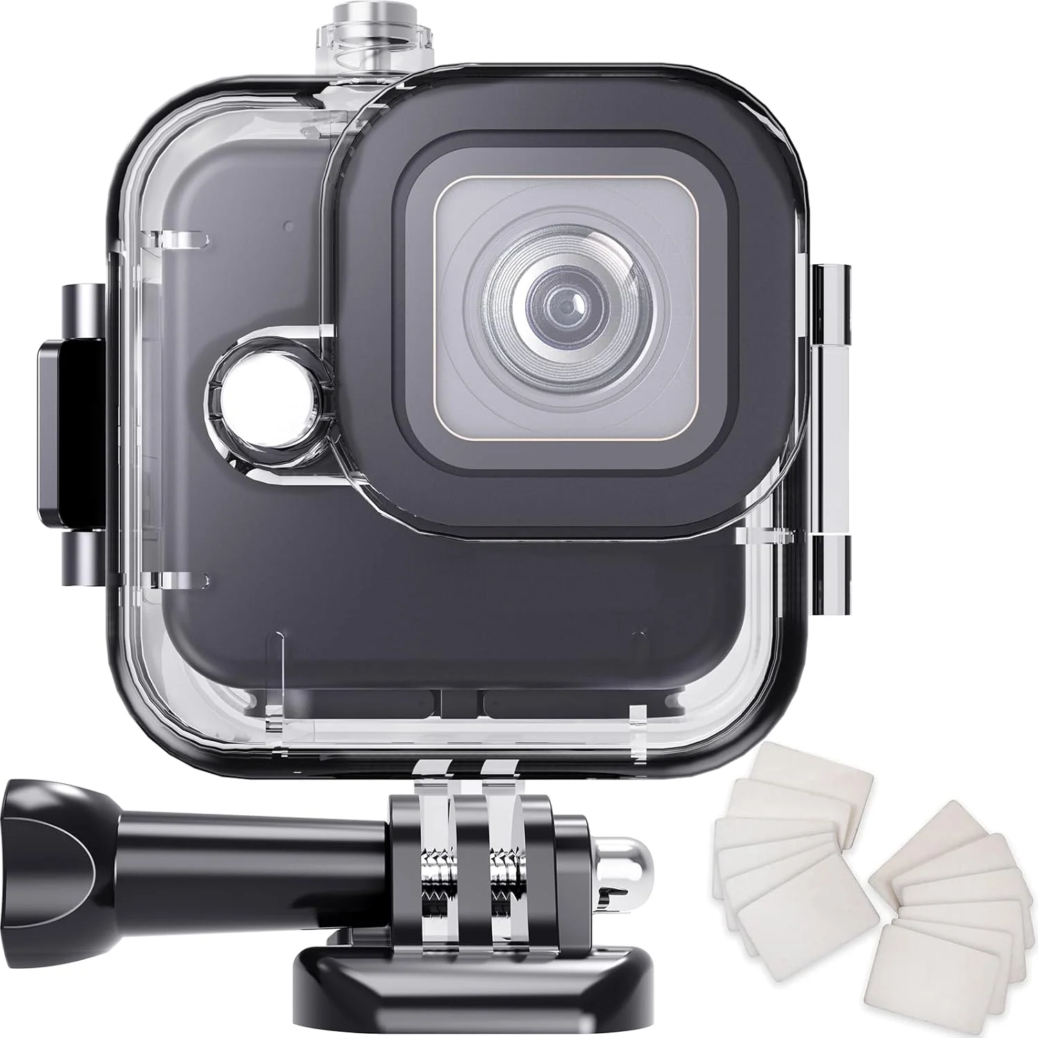 محفظه ضد آب HONGDAK برای GoPro Hero 11 Black Mini، محفظه محافظ غواصی 60 متری برای Hero 11 Mini، قاب غواصی زیر آب با پیچ انگشتی و 12 عدد درج ضد مه (مشکی)