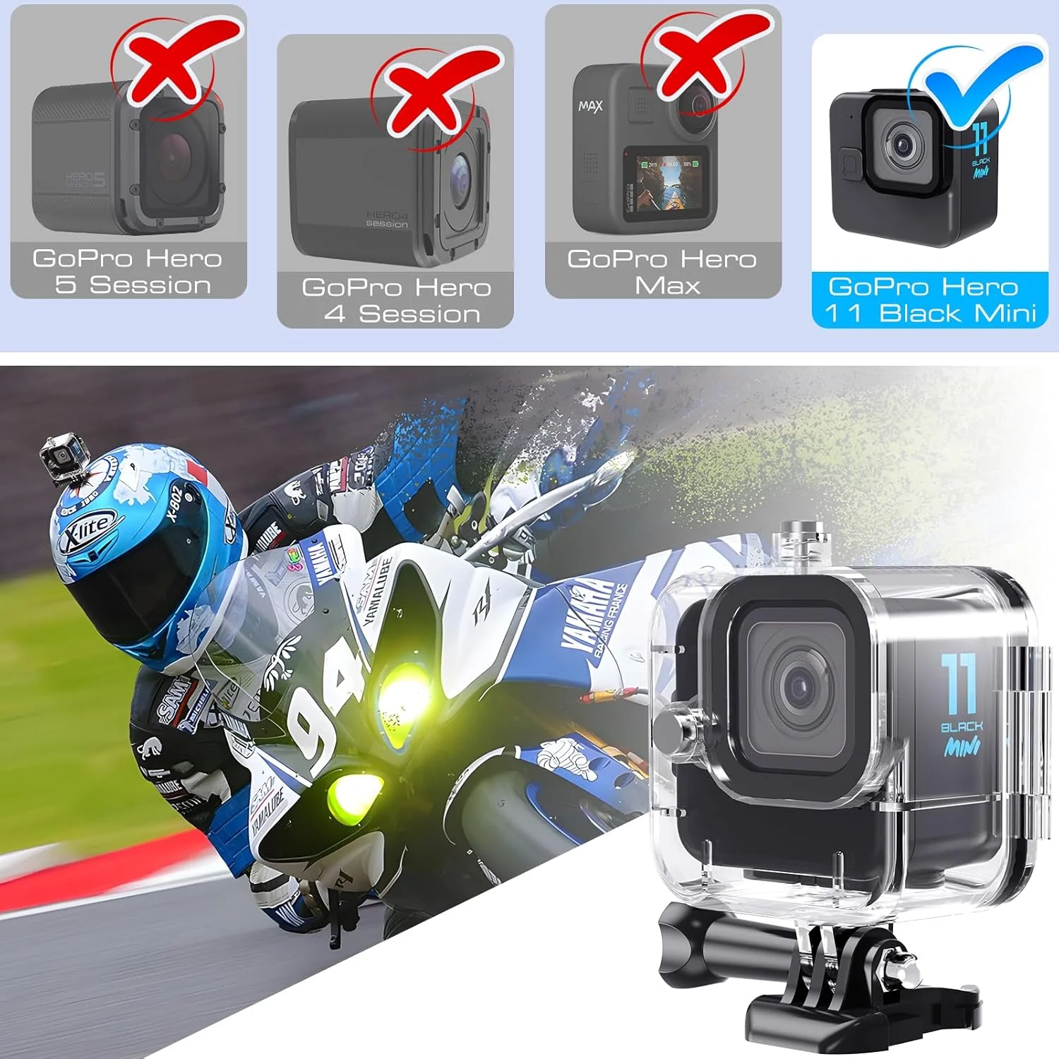 محفظه ضد آب HONGDAK برای GoPro Hero 11 Black Mini، محفظه محافظ غواصی 60 متری برای Hero 11 Mini، قاب غواصی زیر آب با پیچ انگشتی و 12 عدد درج ضد مه (مشکی) محفظه ضد آب HONGDAK برای GoPro Hero 11 Black Mini، محفظه محافظ غواصی 60 متری برای Hero 11 Mini، قاب غواصی زیر آب با پیچ انگشتی و 12 عدد درج ضد مه (مشکی)