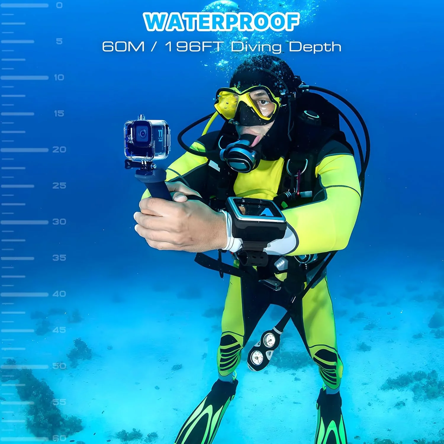 محفظه ضد آب HONGDAK برای GoPro Hero 11 Black Mini، محفظه محافظ غواصی 60 متری برای Hero 11 Mini، قاب غواصی زیر آب با پیچ انگشتی و 12 عدد درج ضد مه (مشکی) محفظه ضد آب HONGDAK برای GoPro Hero 11 Black Mini، محفظه محافظ غواصی 60 متری برای Hero 11 Mini، قاب غواصی زیر آب با پیچ انگشتی و 12 عدد درج ضد مه (مشکی)