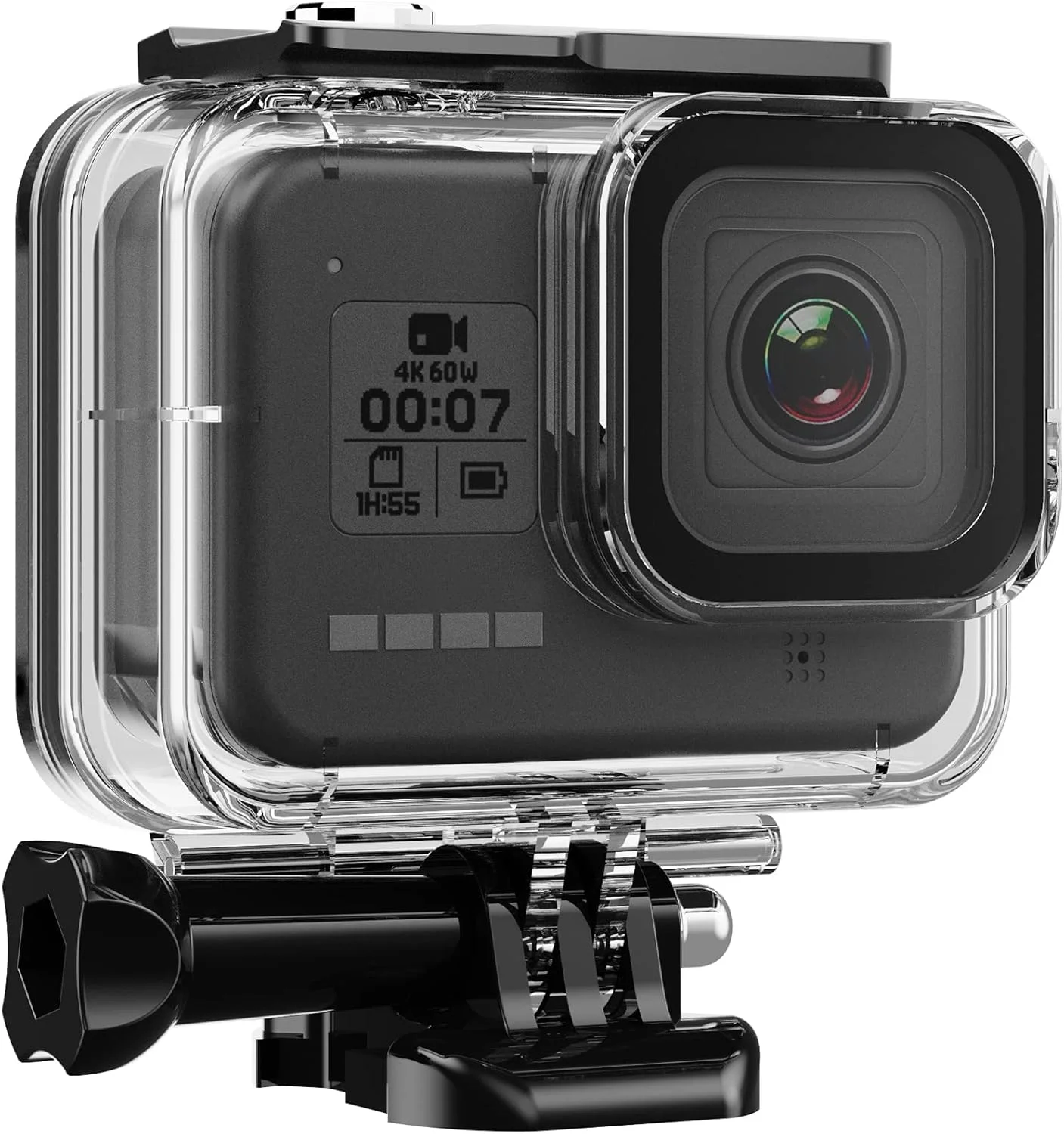 محفظه ضد آب هونگداک تا عمق 60 متر برای گوپرو هیرو 8 بلک، قاب محافظ زیر آب با لوازم جانبی براکت برای غواصی، موج سواری، دوچرخه سواری، صخره نوردی و چتربازی گو پرو هیرو 8