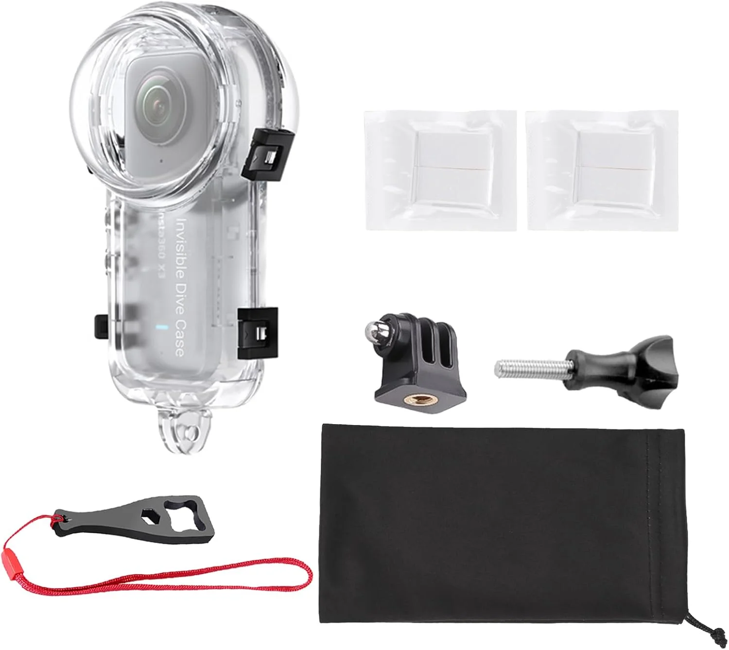 محفظه ضد آب نامرئی Insta360 X4، محافظت در برابر پاشش آب، ضد آب تا عمق 50 متری، محفظه محافظ غواصی زیر آب برای Insta360 X4 به همراه لوازم جانبی براکت