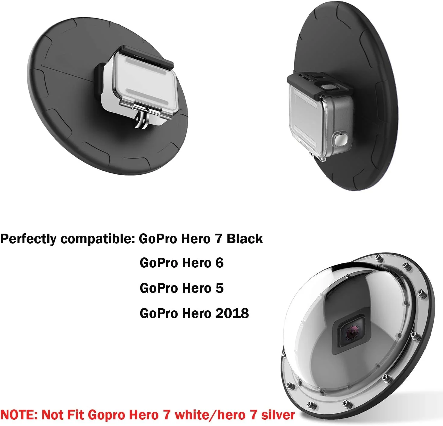 محفظه گنبدی Suptig، درگاه گنبدی، گنبد زیرآبی سازگار با GoPro Hero 7 Black Hero 6 Hero 5 Hero 2018، ضد آب تا عمق 30 متر