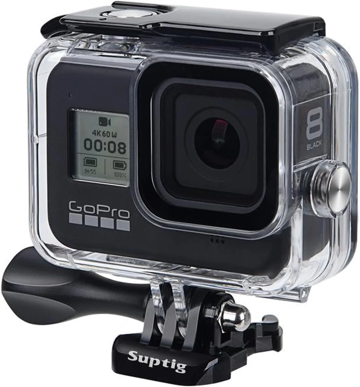 محفظه ضد آب Suptig، محافظ زیر آب، سازگار با GoPro Hero 8 Black، ضد آب تا عمق 60 متر