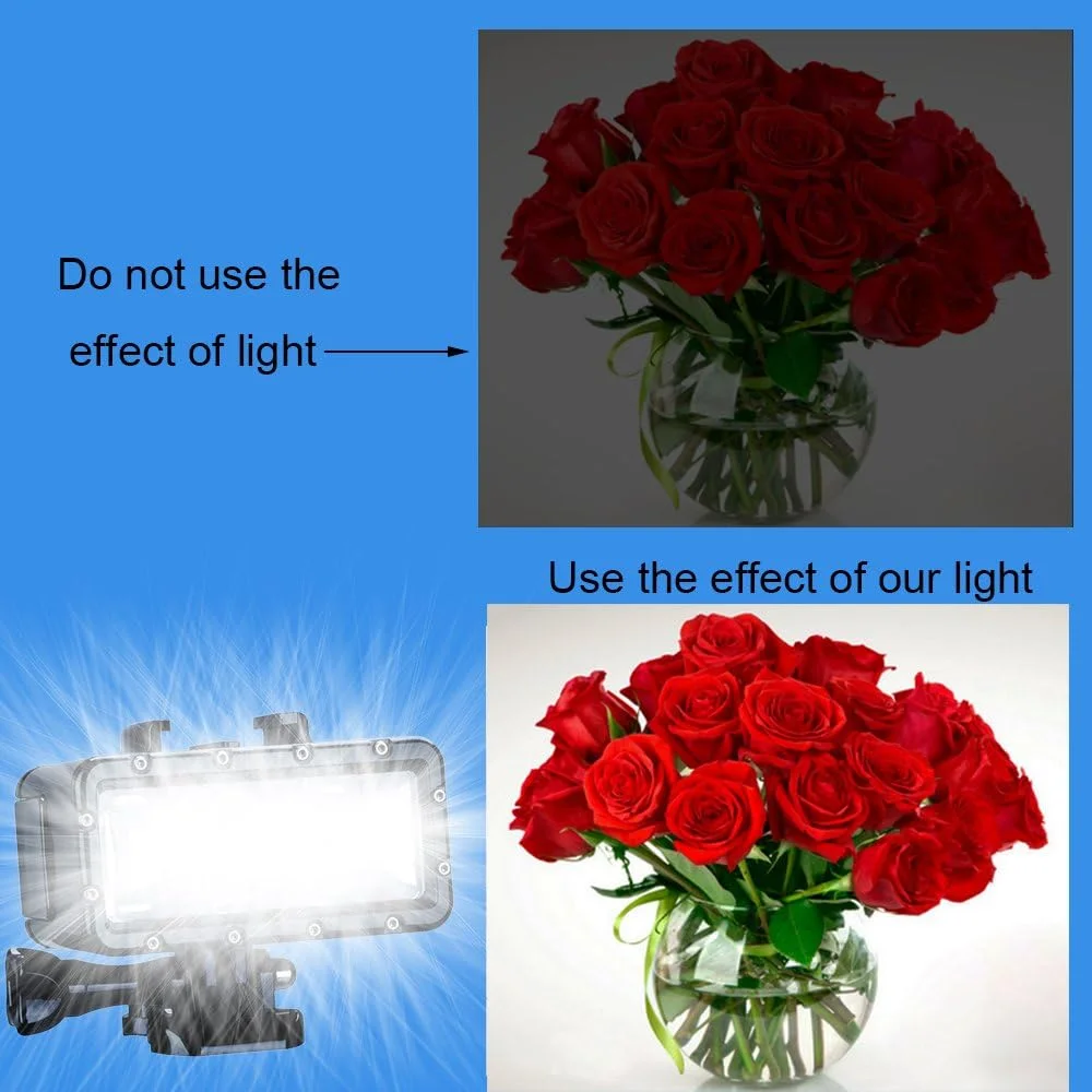 چراغ غواصی Suptig، چراغ LED ضدآب و قابل تنظیم با قدرت بالا، چراغ شب، چراغ زیر آب تا عمق 45 متر برای دوربین های اکشن Gopro Hero 13/Hero 12/11/10/9/8/7/6/5/5S/4/3+ و سایر دوربین های اکشن