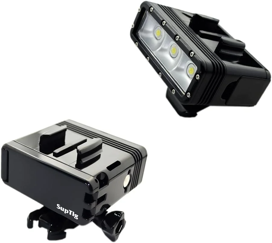 چراغ غواصی ضد آب Suptig با نور LED و باتری دوگانه، سازگار با دوربین های اکشن GoPro Hero 8 Hero 7 Hero 6 Hero 5 Hero 4 و سایر دوربین های اکشن، ضد آب تا عمق 45 متر