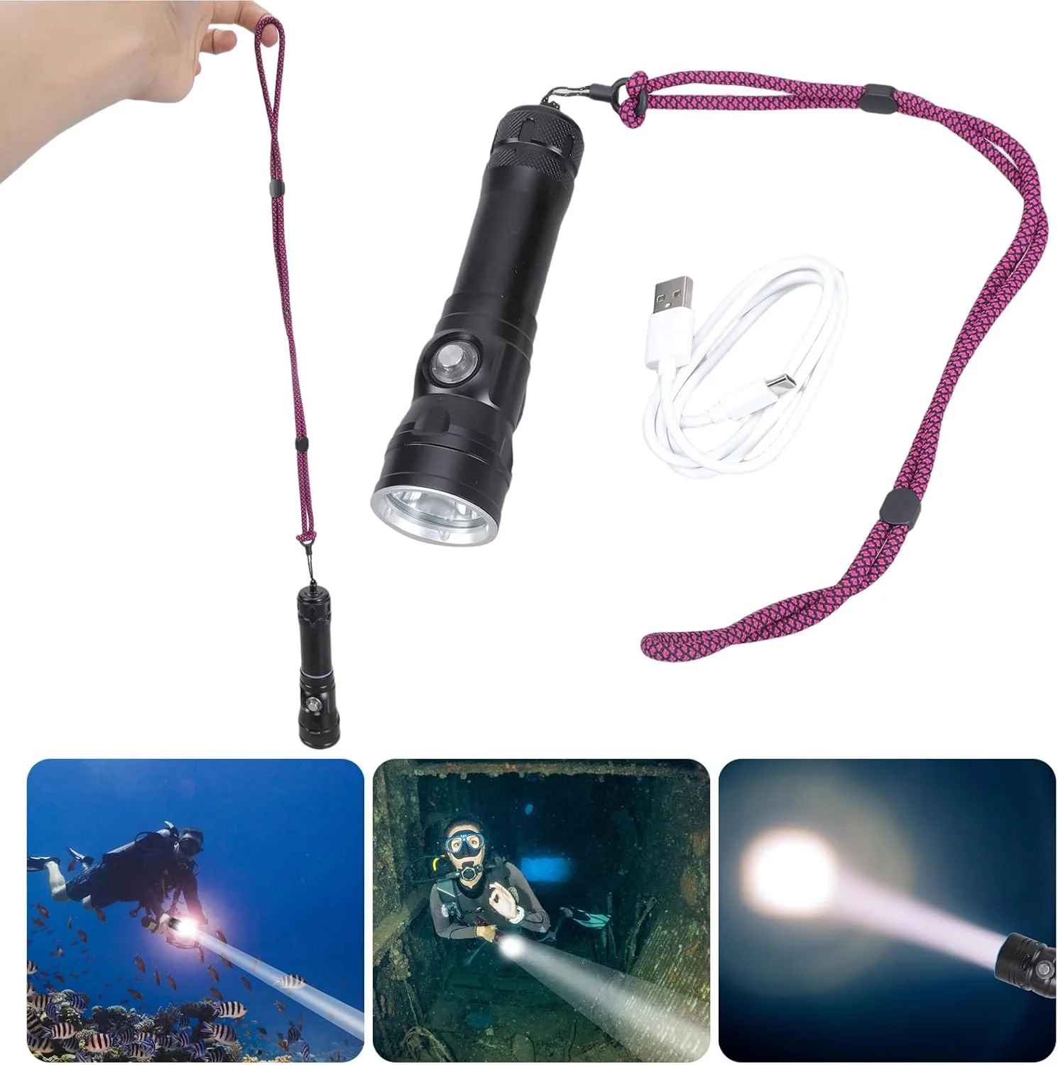 چراغ قوه LED زیر آب، نورپردازی کف دریا 1500LM، مناسب برای استفاده دریایی