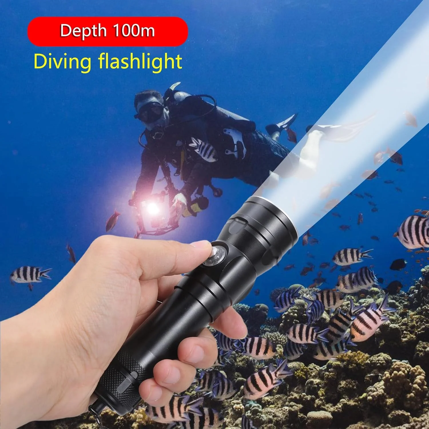 چراغ قوه LED زیر آب، نورپردازی کف دریا 1500LM، مناسب برای استفاده دریایی