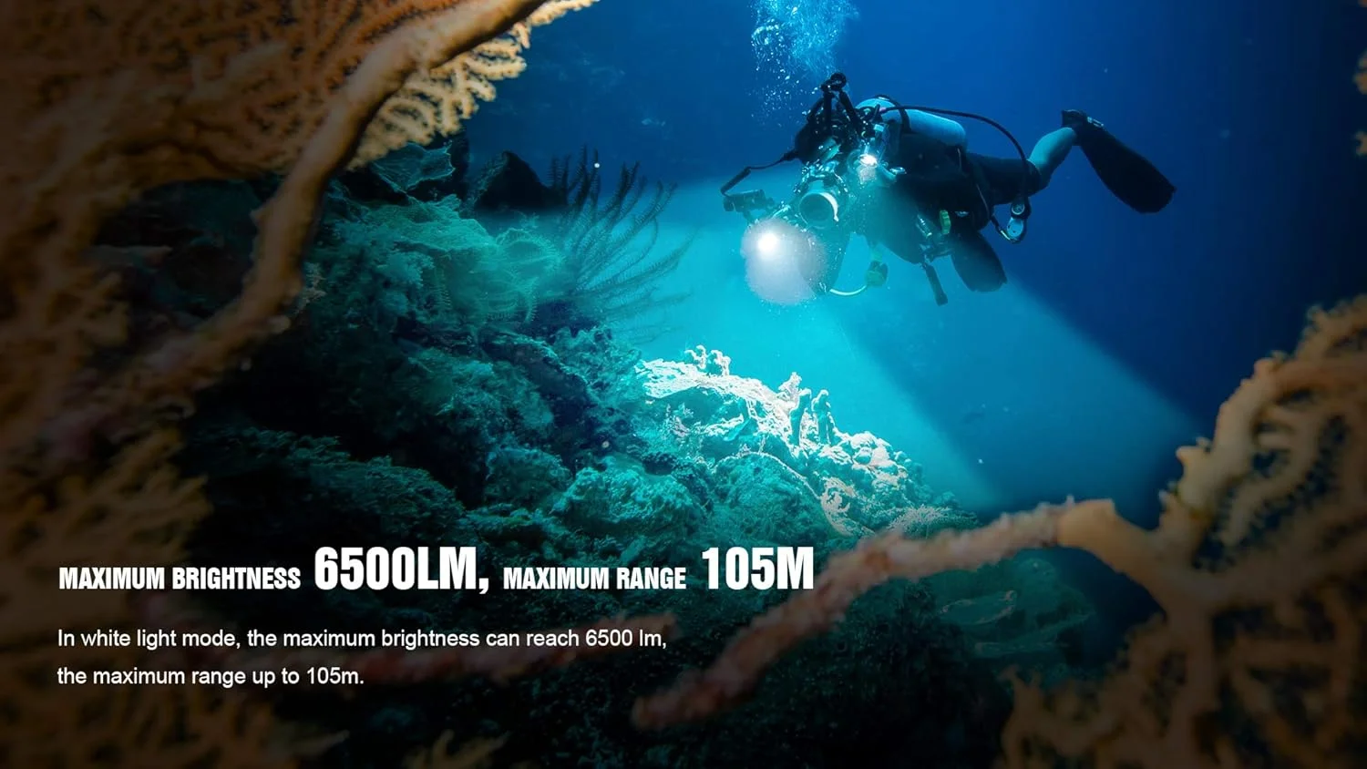 چراغ غواصی تراستفایر DF50، چراغ قوه LED غواصی عکاسی دوربین فیلمبرداری 6500 لومن، مشعل قابل شارژ USB، 70 متر زیر آب، فوق العاده روشن، با نورهای سفید قرمز بنفش چراغ غواصی تراستفایر DF50، چراغ قوه LED غواصی عکاسی دوربین فیلمبرداری 6500 لومن، مشعل قابل شارژ USB، 70 متر زیر آب، فوق العاده روشن، با نورهای سفید قرمز بنفش