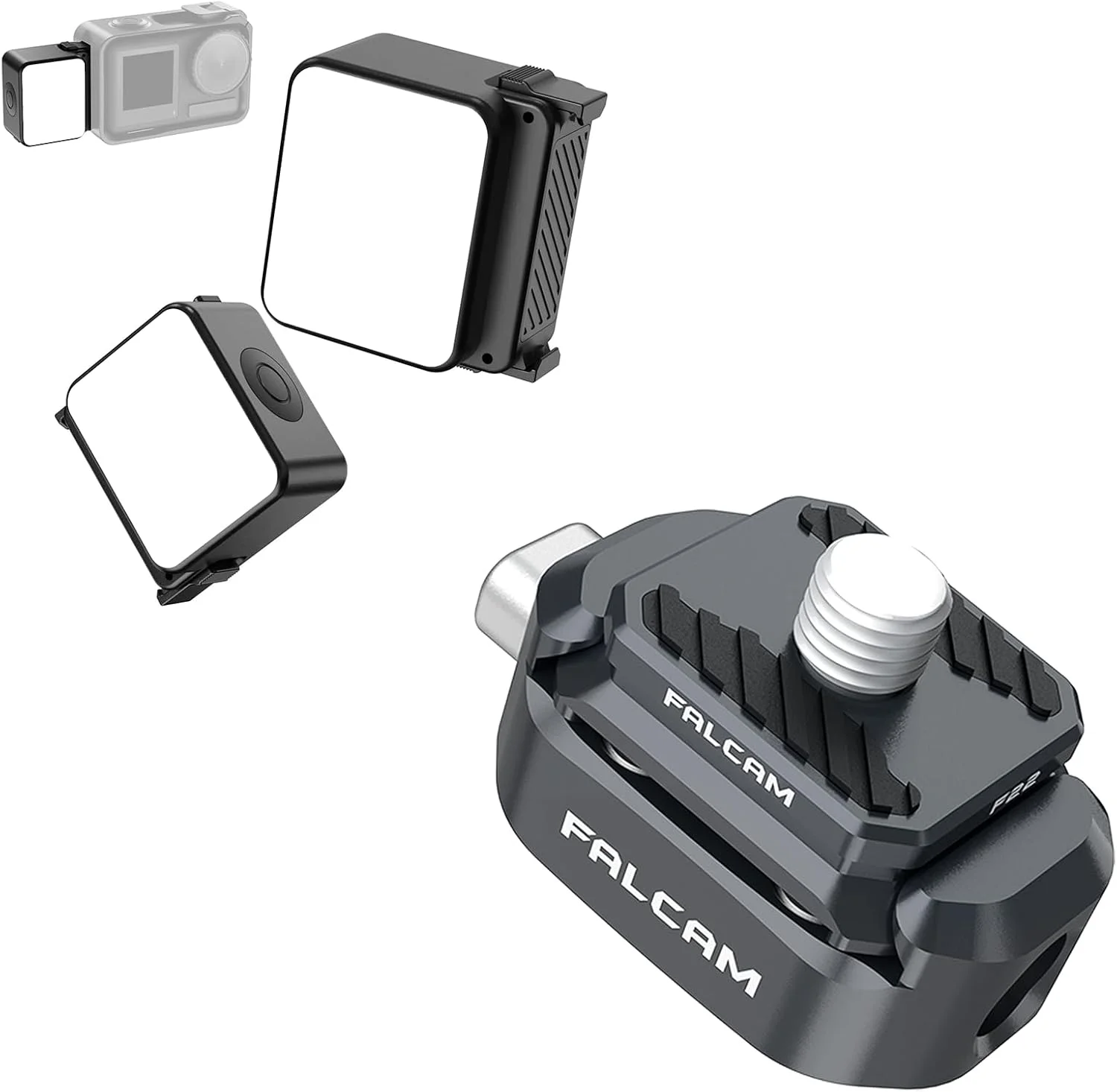 نور ولاگینگ ULANZI LM18، نور LED کوچک دوربین اکشن برای DJI Osmo 3/4/5، مانت سه پایه دوربین با صفحه رهاسازی سریع ULANZI FALCAM F22 برای Insta360 ONE RS، ONE X/X2/X3/Go 3/Ace Pro