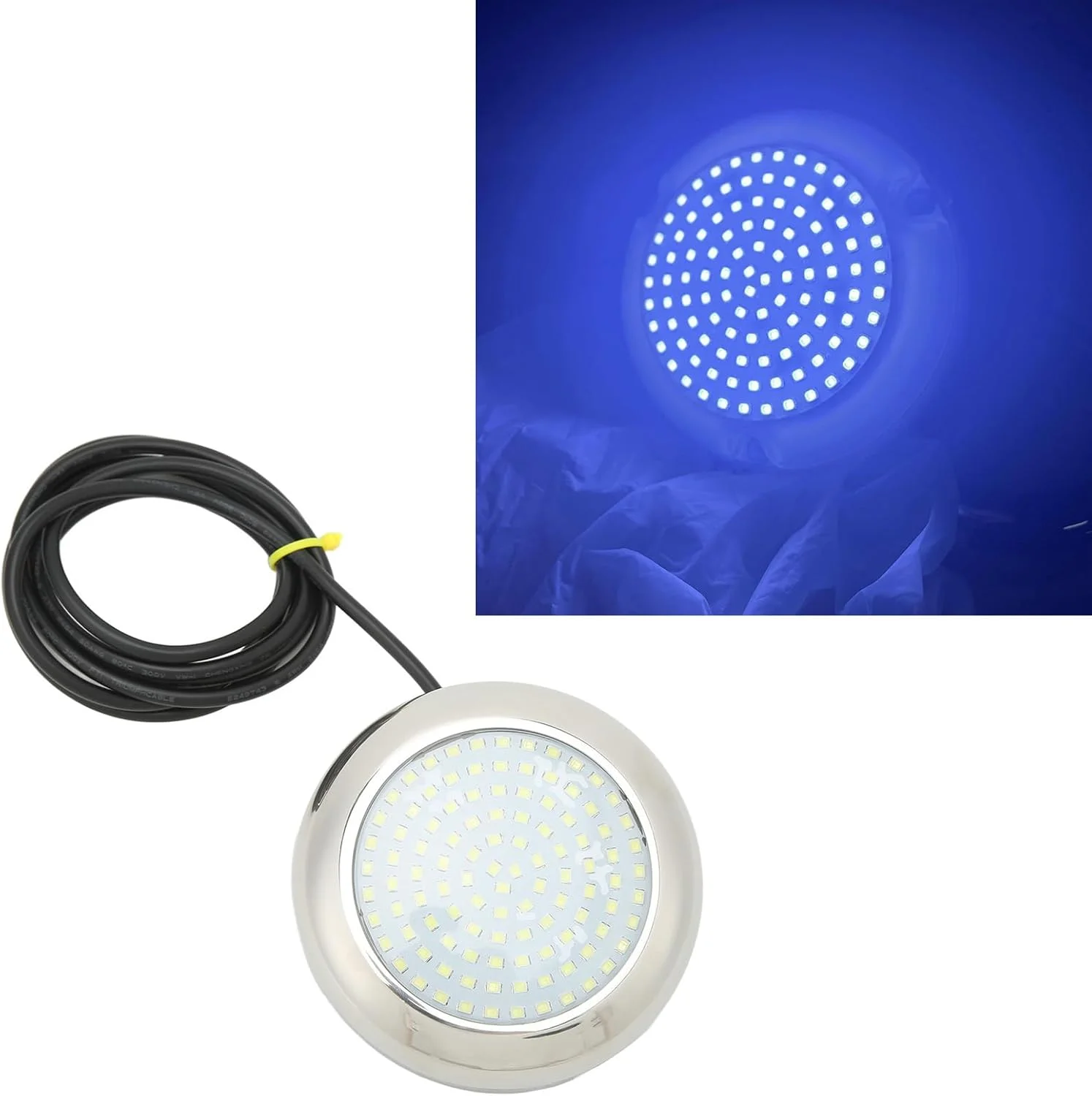 چراغ زیرآبی LED فوق العاده روشن 4 اینچی Pilipane، چراغ زیرآبی LED 12 ولت، چراغ ضد آب زیرآبی، چراغ ماهیگیری ترانزوم قایق IP68 (آبی)