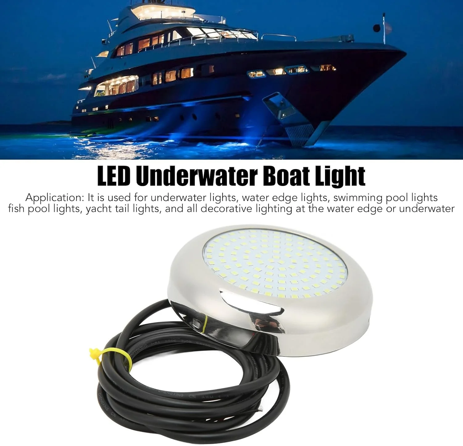 چراغ زیرآبی LED فوق العاده روشن 4 اینچی Pilipane، چراغ زیرآبی LED 12 ولت، چراغ ضد آب زیرآبی، چراغ ماهیگیری ترانزوم قایق IP68 (آبی)