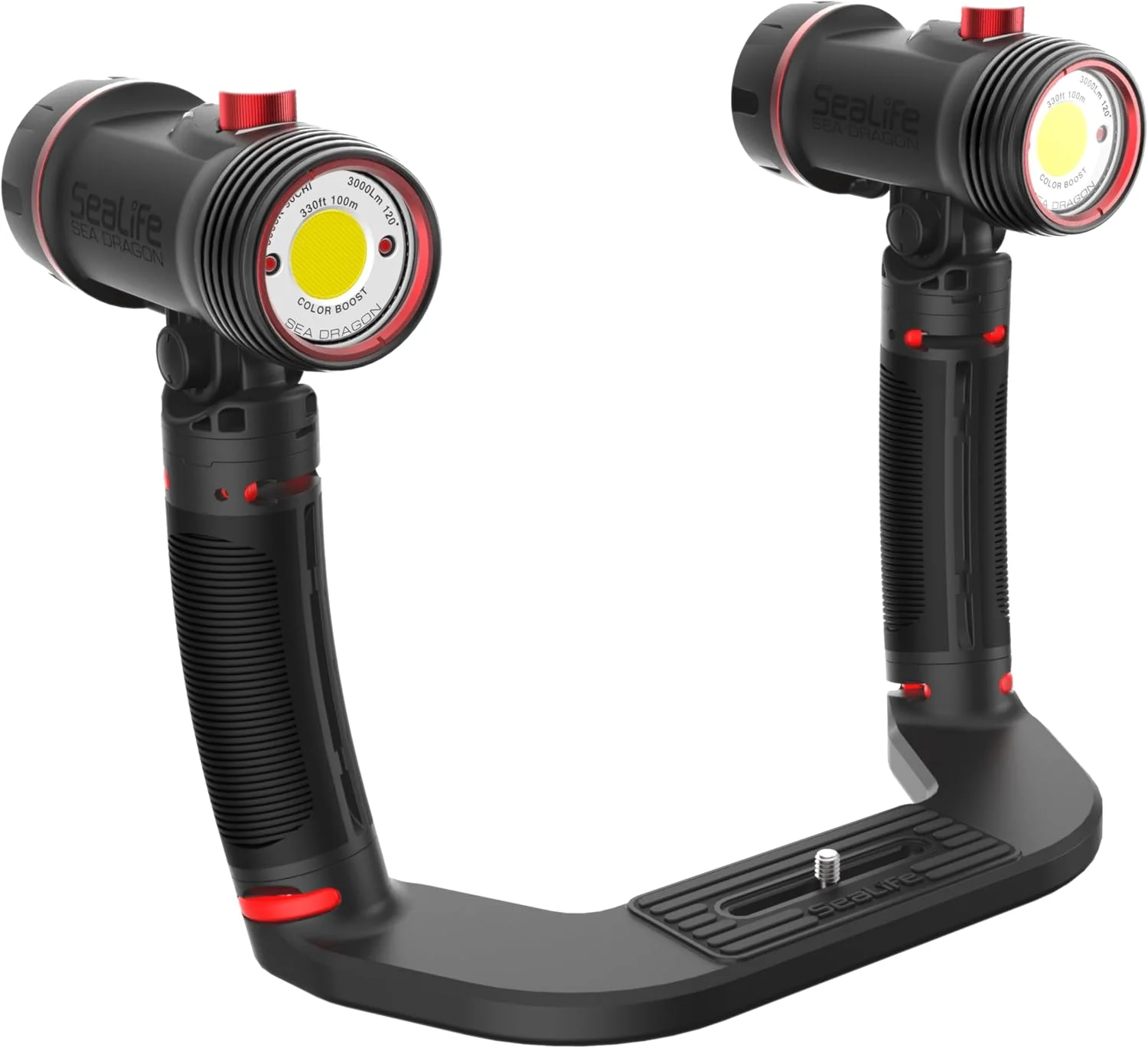 مجموعه تقویت رنگ Sea Dragon Duo 6000F برای عکس ها و فیلم های زیر آب، دو چراغ قدرتمند 3000 لومن، تنظیم دمای رنگ و کنترل روشنایی