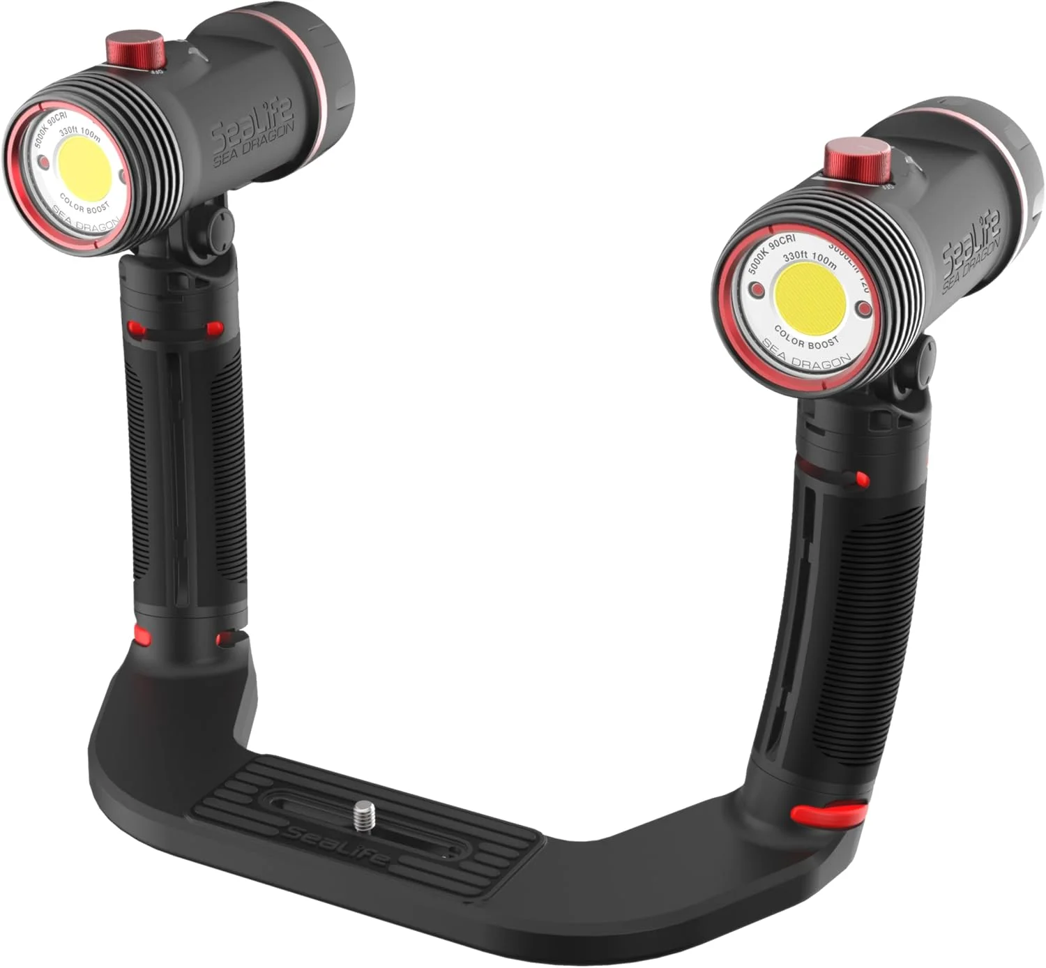 مجموعه تقویت رنگ Sea Dragon Duo 6000F برای عکس ها و فیلم های زیر آب، دو چراغ قدرتمند 3000 لومن، تنظیم دمای رنگ و کنترل روشنایی