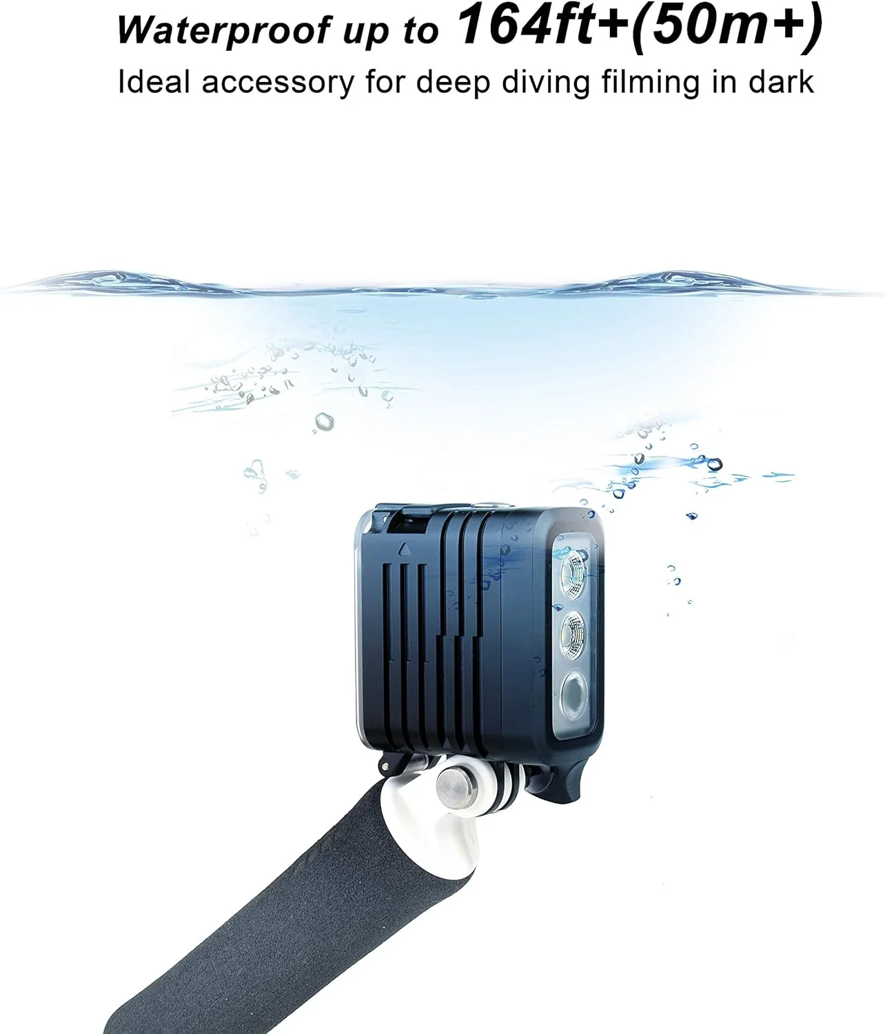 چراغ غواصی نور زیر آب GEPULY - 450LM قدرت بالا 3 حالت کم نور شونده 164FT چراغ شب پر نور LED ضد آب برای GoPro Hero 13 12 11 10 9 8 7 6 5 4 3+ 3 DJI OSMO Action 3 4 5 Pro AKASO