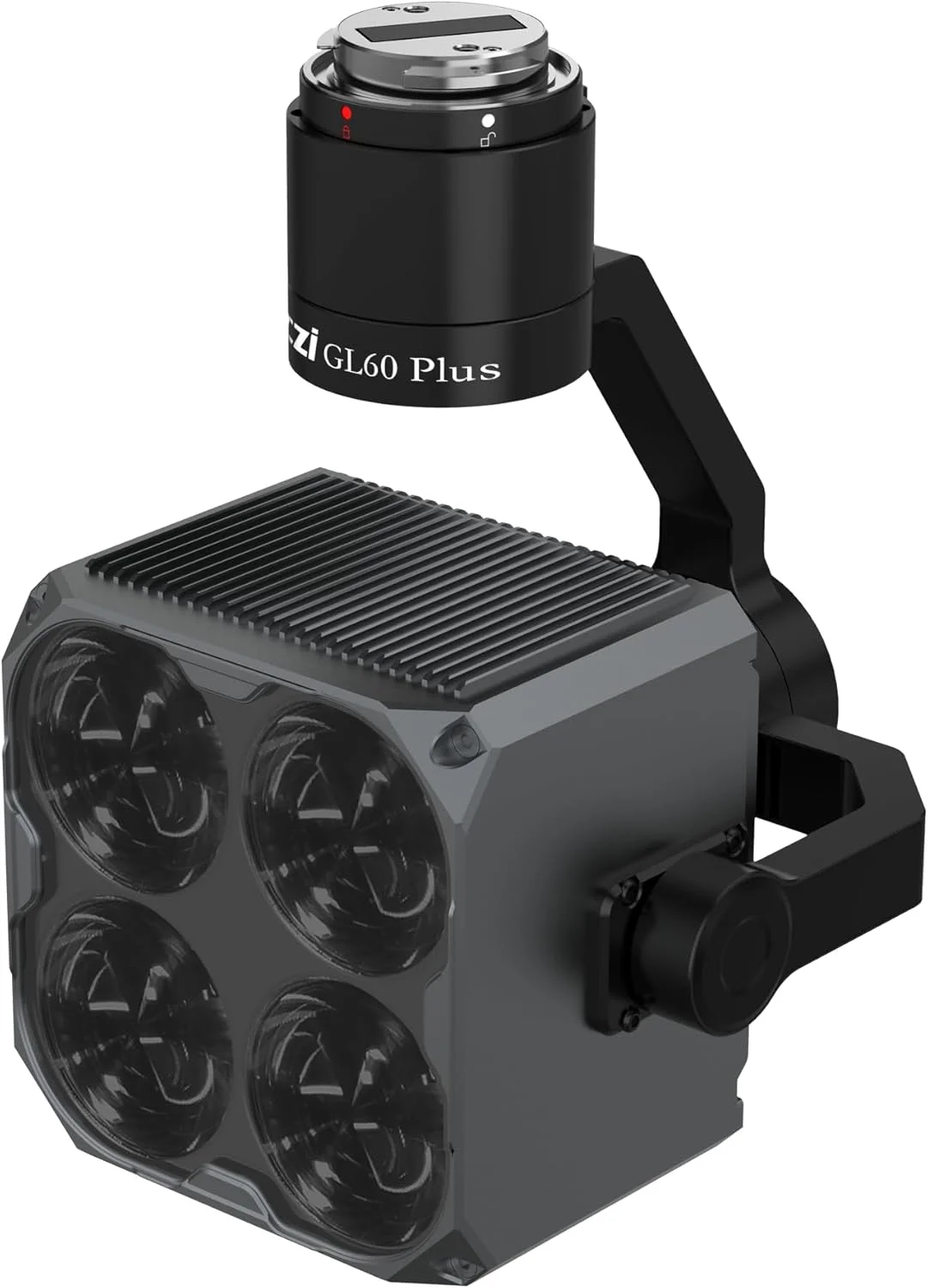 چراغ جستجوی گیمبال GL 60 Plus برای DJI M300/350 RTK، 700 گرم، روشنایی منطقه 1225 متر مربع، 13400 لومن، نور بارق 60-120 وات