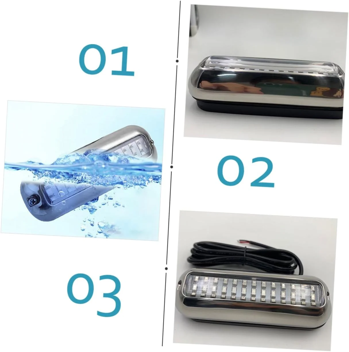 چراغ زیرآبی LED استیل ضد زنگ GALPADA برای قایق، مناسب برای ماهیگیری و جشن عروسی