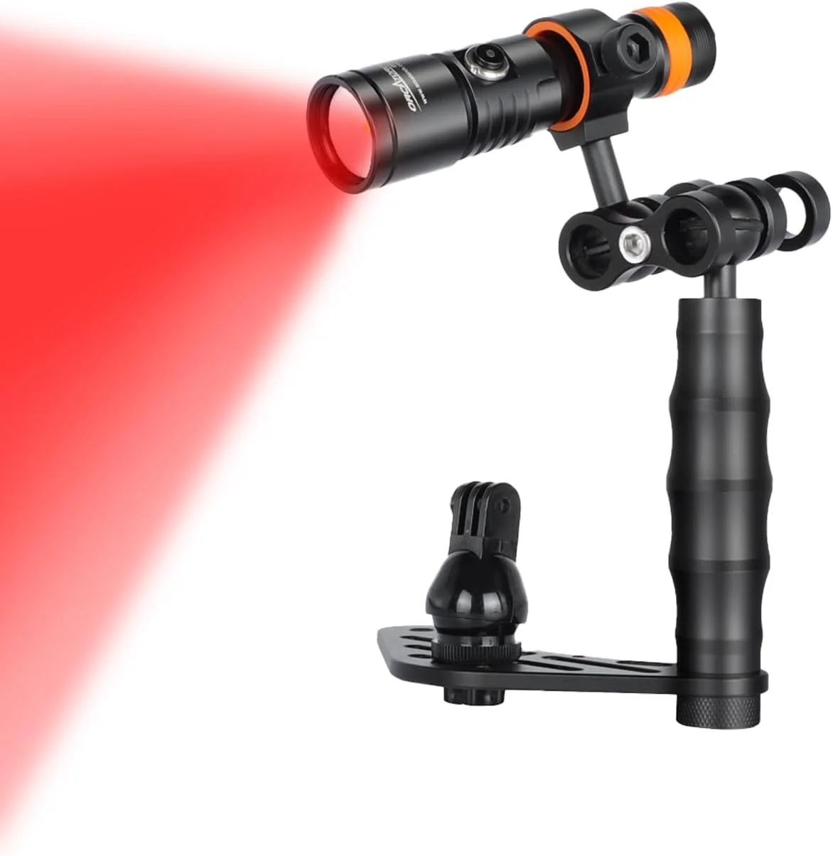 چراغ غواصی و فیلمبرداری LED قرمز ORCATORCH D530V با 160 لومن، زاویه 120 درجه، به همراه کیت سینی دوربین زیرآبی ORCATORCH H02