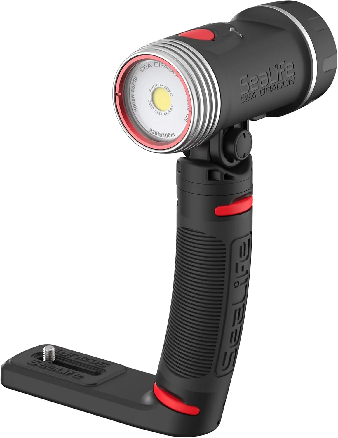 چراغ عکس و فیلمبرداری زیر آب SeaLife Sea Dragon 2300F، نور روشن و رنگارنگ برای فیلم و عکس، برای غواصی و شنا با دوربین های کامپکت و اکشن (همراه با دستگیره و سینی Flex-Connect)