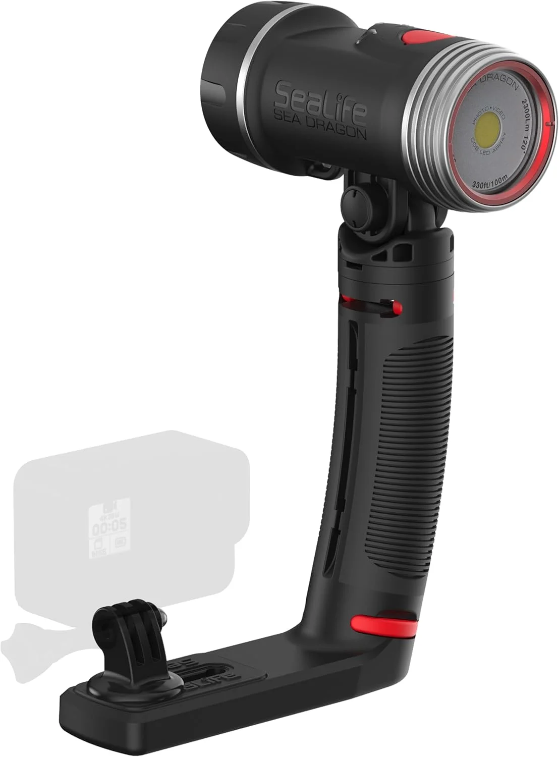 چراغ عکس و فیلمبرداری زیر آب SeaLife Sea Dragon 2300F، نور روشن و رنگارنگ برای فیلم و عکس، برای غواصی و شنا با دوربین های کامپکت و اکشن (همراه با دستگیره و سینی Flex-Connect)