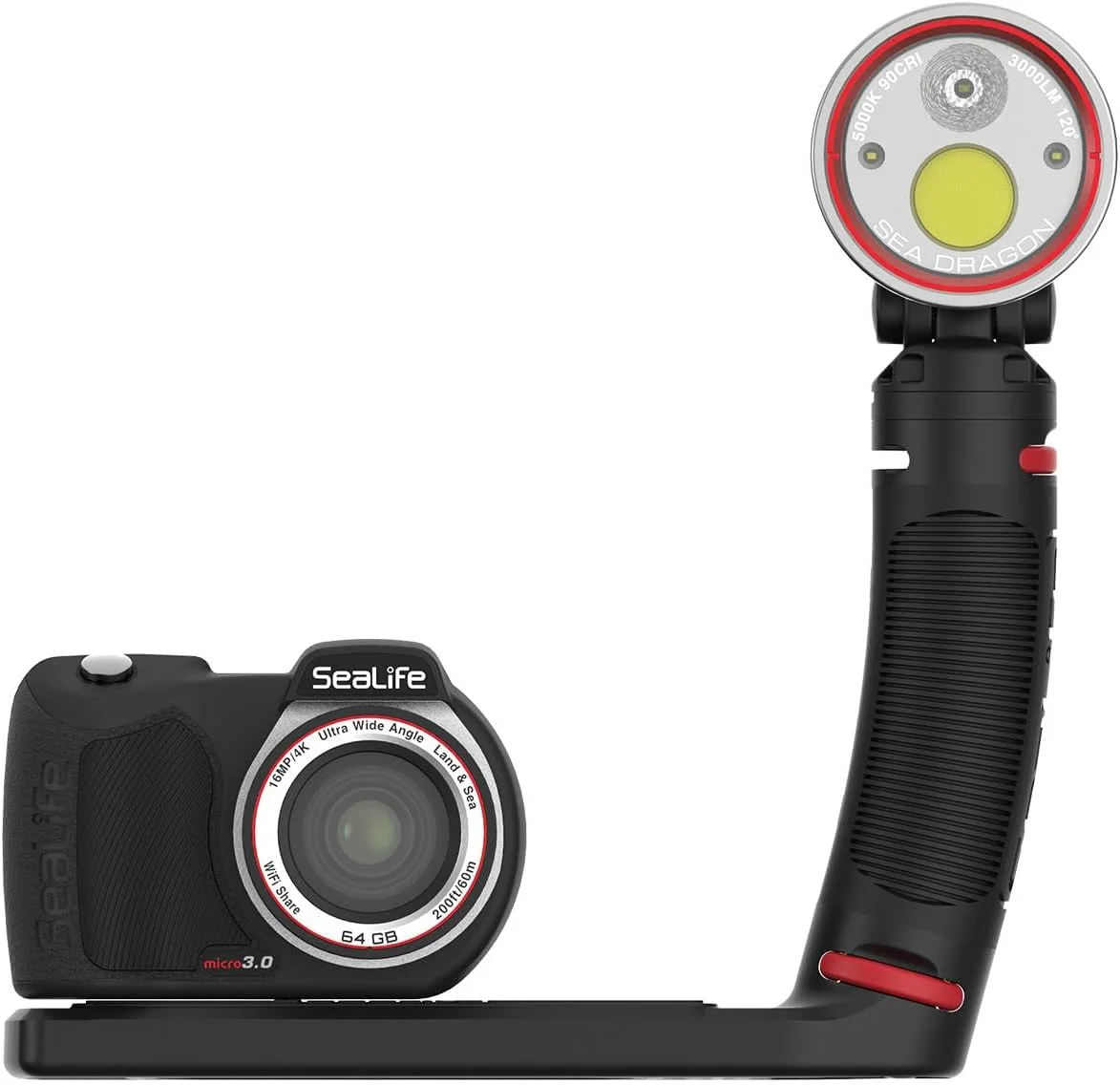 مجموعه دوگانه پرتو SEALIFE Micro 3.0 Pro با نور عکس و فیلم Sea Dragon 3000SF Pro Dual Beam 3000 COB LED و دوربین زیرآبی Micro 3.0