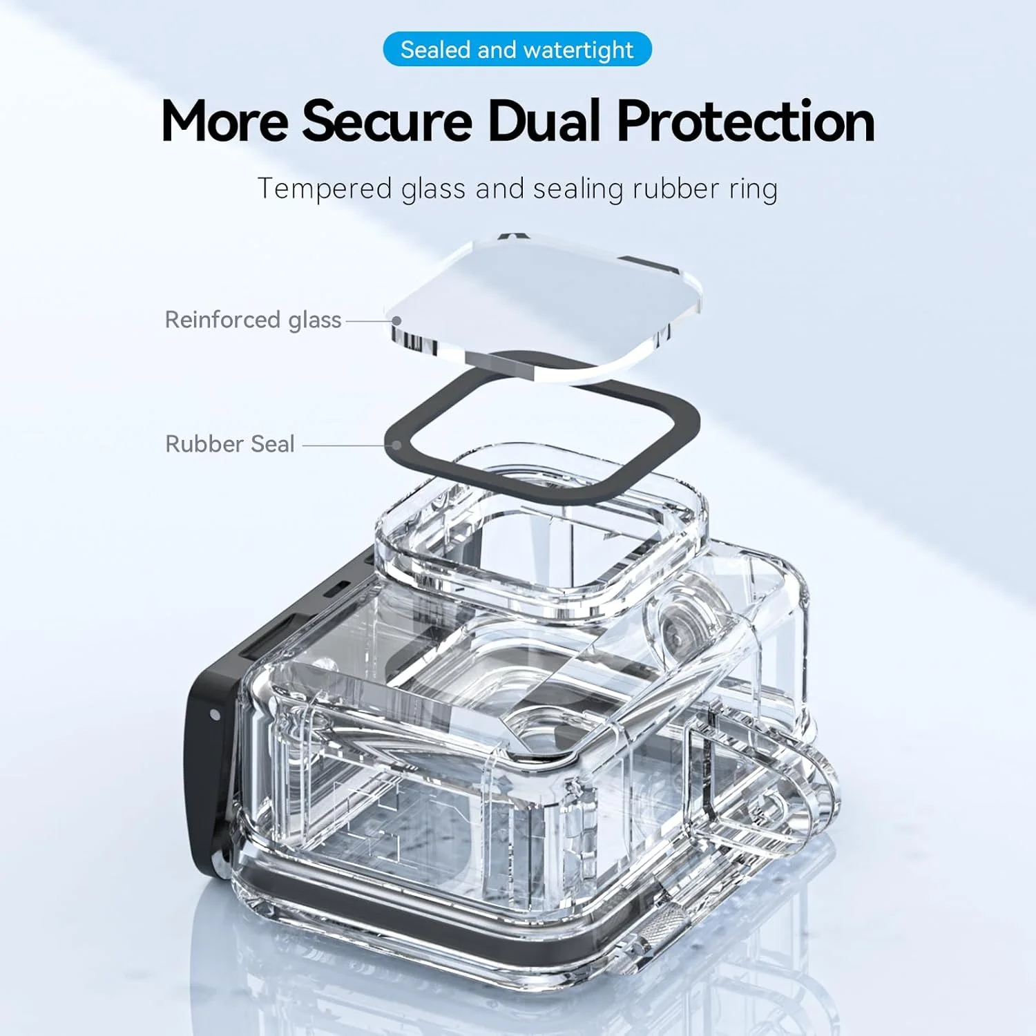 محفظه ضد آب TELESIN برای GoPro Hero 13/12/11/10/9 Black، عمق 60 متر با پایه سگک رهاسازی سریع، مشکی، اکریلیک، جعبه دوربین، ضد آب محفظه ضد آب TELESIN برای GoPro Hero 13/12/11/10/9 Black، عمق 60 متر با پایه سگک رهاسازی سریع، مشکی، اکریلیک، جعبه دوربین، ضد آب