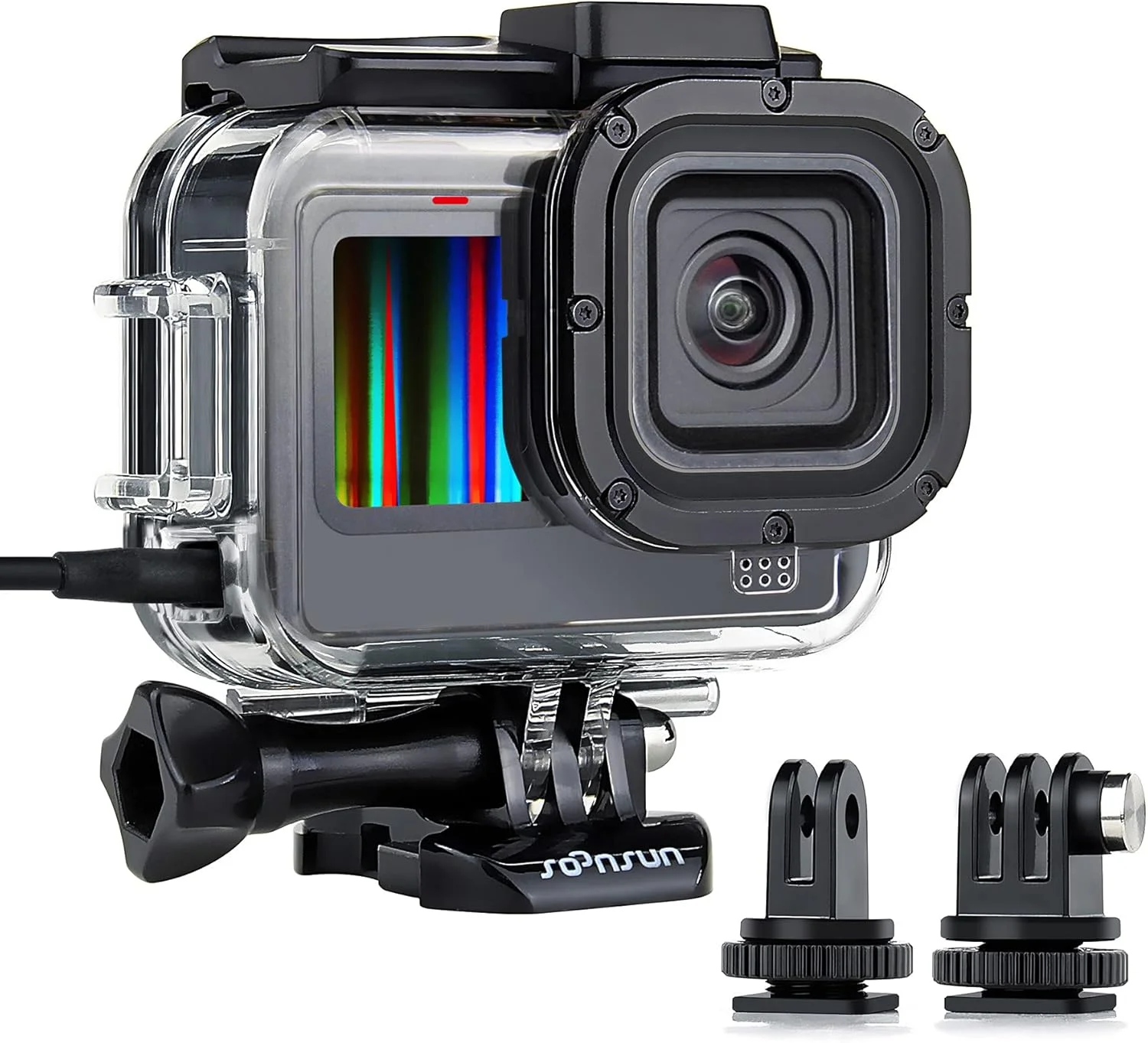 محفظه محافظ اسکلتی SOONSUN برای GoPro Hero 13/12 / 11/10 / 9 مشکی، محفظه جانبی باز با درب پشتی اسکلتی برای ضبط صدای بهبود یافته و دسترسی آسان به صفحه لمسی دوربین