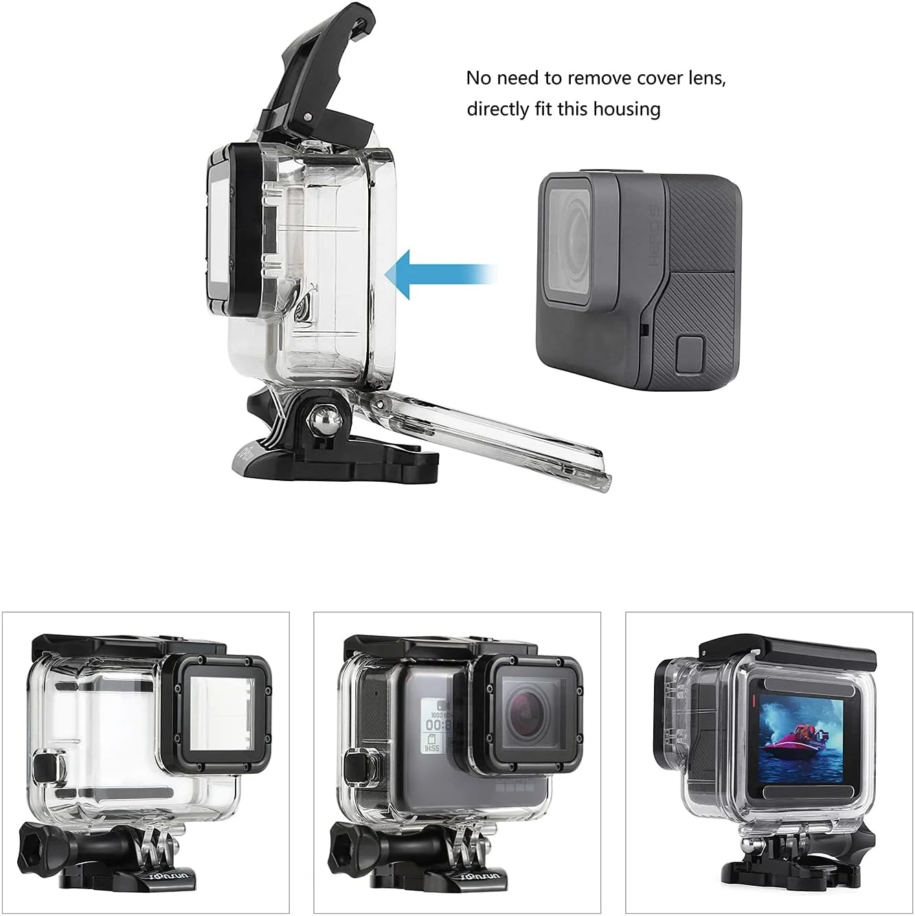 محفظه ضد آب SOONSUN با 4 فیلتر غواصی برای GoPro Hero 7 6 5 Black و Hero (2018) - فیلترهای قرمز، قرمز روشن، سرخابی، ماکرو 5X برای فیلمبرداری و عکاسی در زیر آب