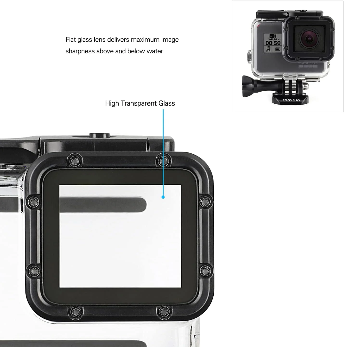 محفظه ضد آب SOONSUN با 4 فیلتر غواصی برای GoPro Hero 7 6 5 Black و Hero (2018) - فیلترهای قرمز، قرمز روشن، سرخابی، ماکرو 5X برای فیلمبرداری و عکاسی در زیر آب