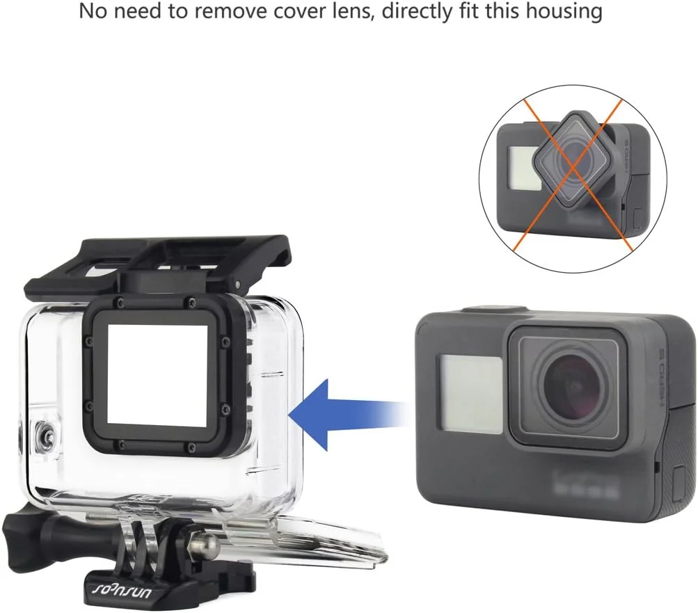 محفظه ضد آب SOONSUN برای GoPro Hero 7/6/5 Black و Hero (2018) – محفظه غواصی زیر آب 45 متری برای غواصی اسکوبا، غواصی سطحی، موج سواری و ماجراجویی در اعماق دریا