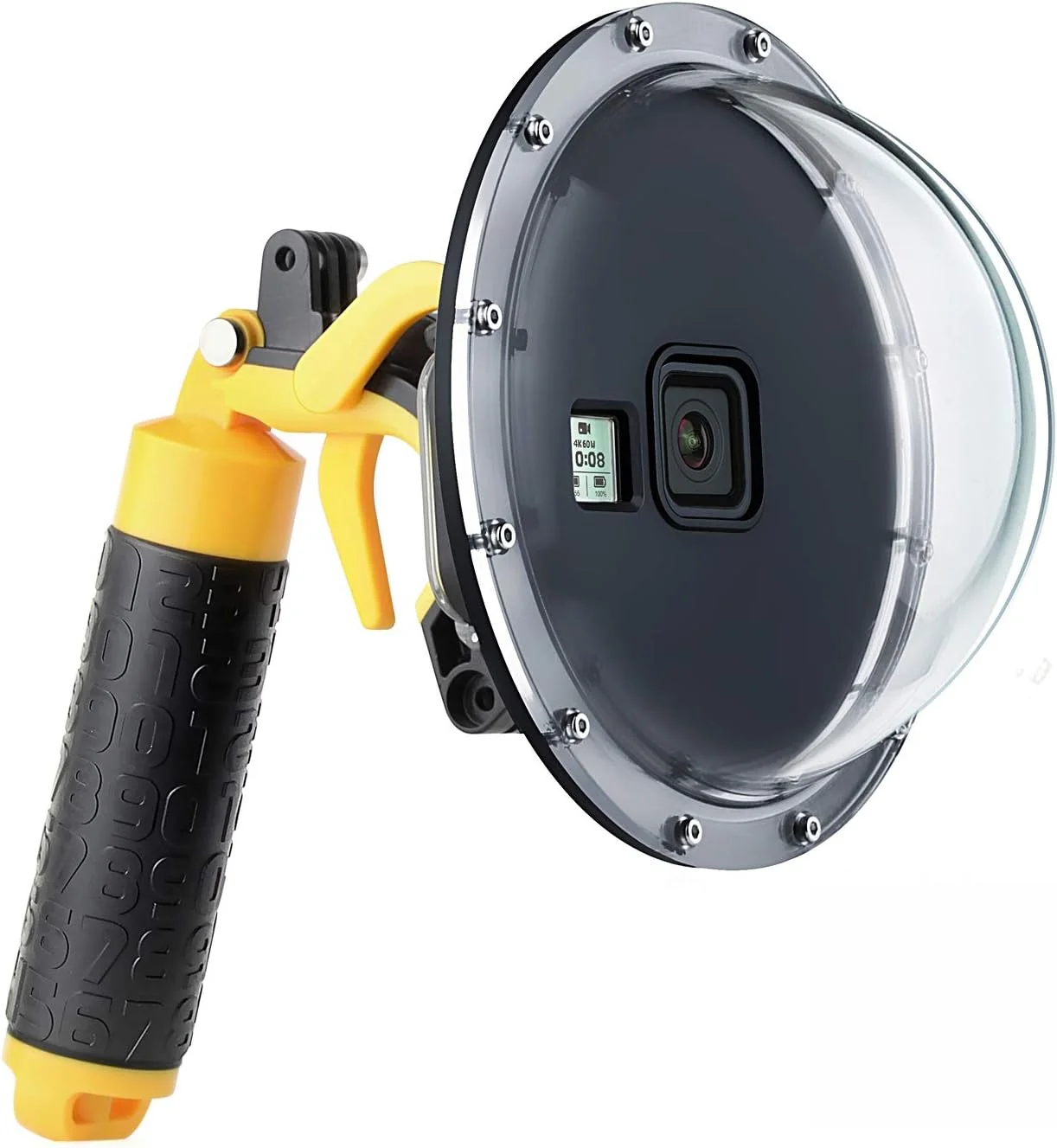 پورت دام SOONSUN برای GoPro Hero 8 Black، لنز دام زیر آب تا عمق 45 متر با محفظه ضد آب، دسته شناور، شاتر برای عکاسی زیر آب