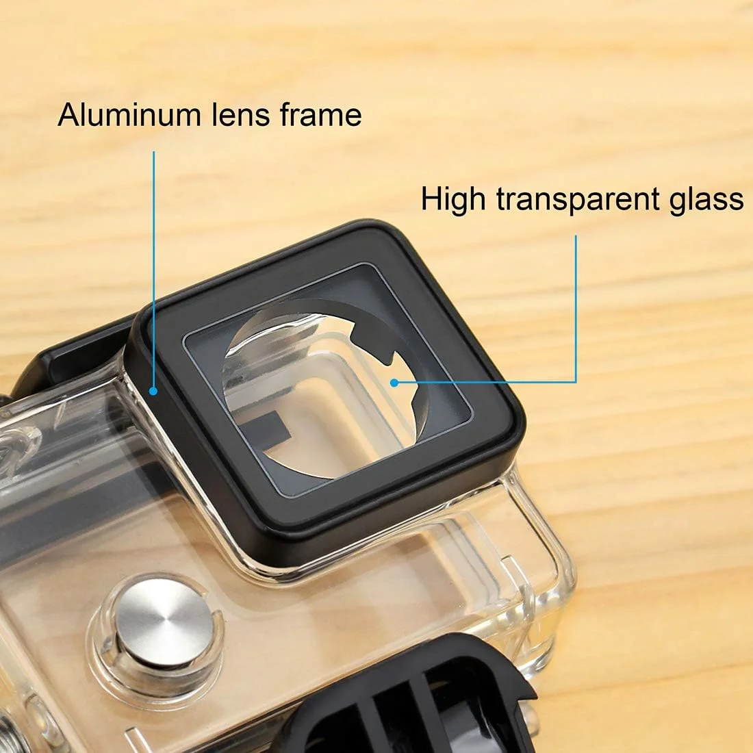 محفظه ضد آب GEPULY برای GoPro Hero 4 Black, Hero 4 Silver, Hero 3+, Hero 3 مناسب برای عکاسی در زیر آب - ضد آب تا عمق 40 متر - همراه با پایه اتصال سریع و پیچ شستی