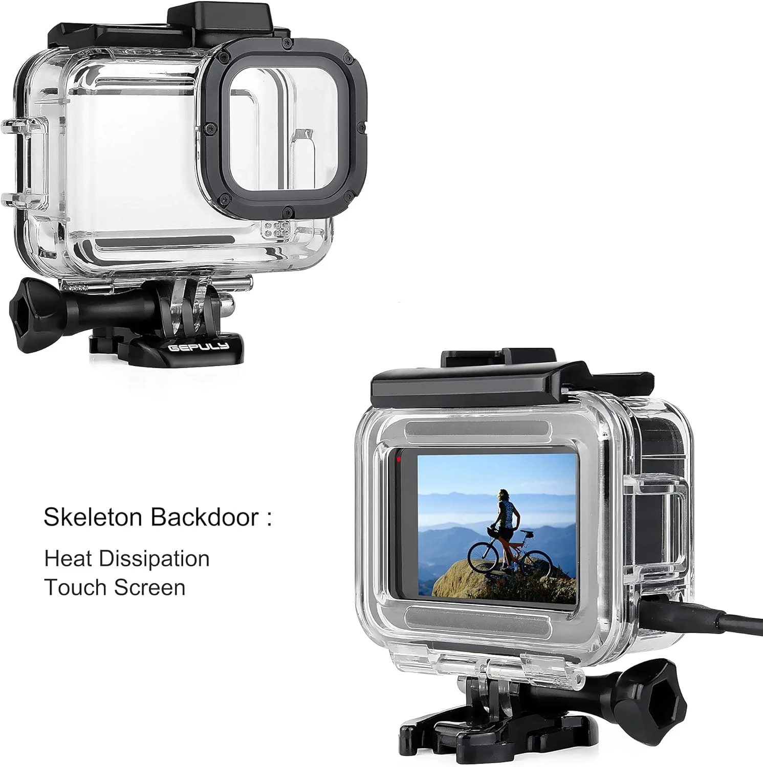 محفظه محافظ اسکلتی GEPULY با درب جانبی آلومینیومی USB برای GoPro Hero 9 10 11 12 13 Black - شارژ دوربین بدون برداشتن محفظه محفظه محافظ اسکلتی GEPULY با درب جانبی آلومینیومی USB برای GoPro Hero 9 10 11 12 13 Black - شارژ دوربین بدون برداشتن محفظه