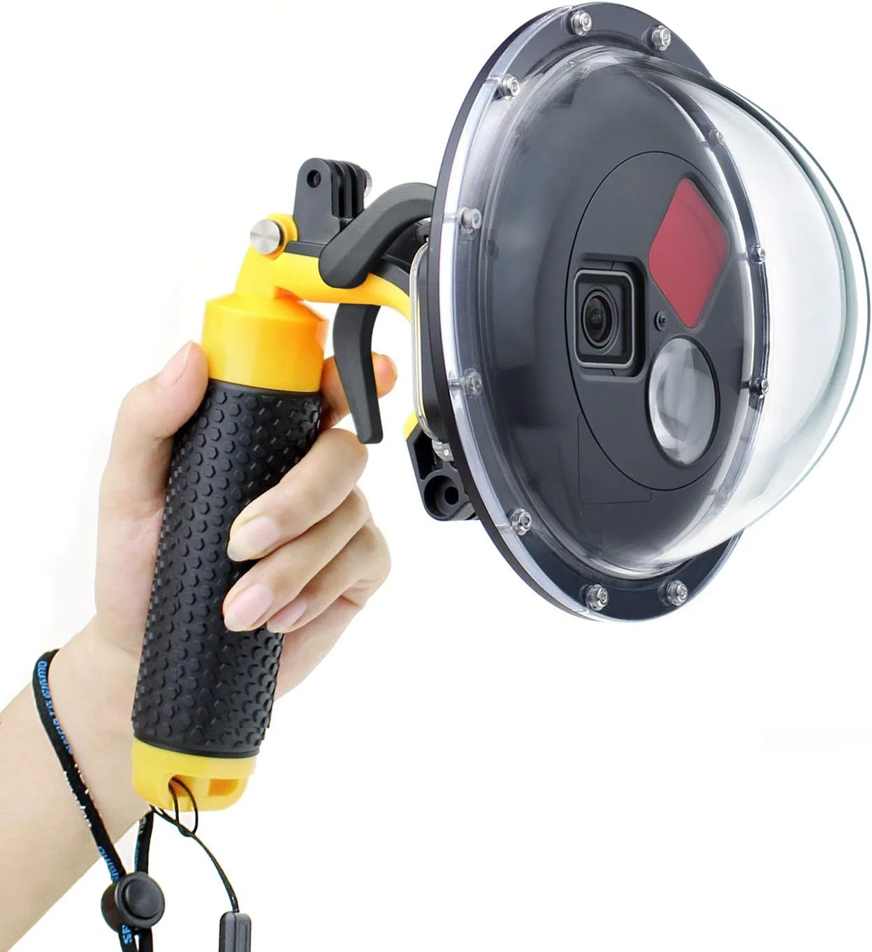 لنز پورت گنبدی GEPULY برای GoPro Hero 5 6 7 Black Hero (2018)، پورت گنبدی با محفظه ضد آب، ماشه، دسته شناور، فیلتر قرمز قابل تعویض داخلی و فیلتر ماکرو 10x