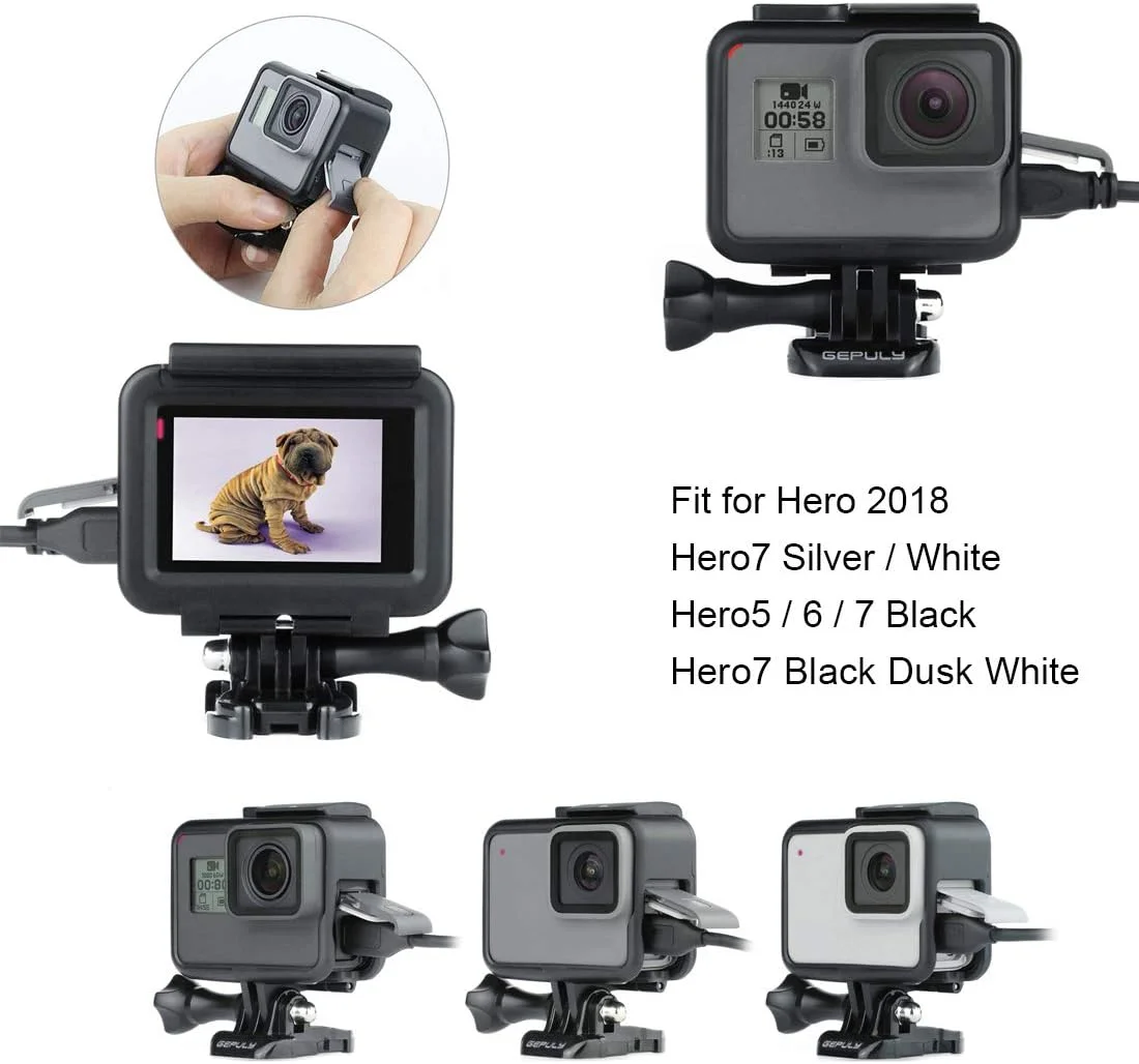 محافظ قاب GEPULY برای GoPro Hero 2018/5/6/7 مشکی - به همراه اسفنج ضد باد، مناسب برای Hero7 سفید/نقره ای، دارای سوراخ برای کاهش صدای باد و ضبط صدای بهینه محافظ قاب GEPULY برای GoPro Hero 2018/5/6/7 مشکی - به همراه اسفنج ضد باد، مناسب برای Hero7 سفید/نقره ای، دارای سوراخ برای کاهش صدای باد و ضبط صدای بهینه