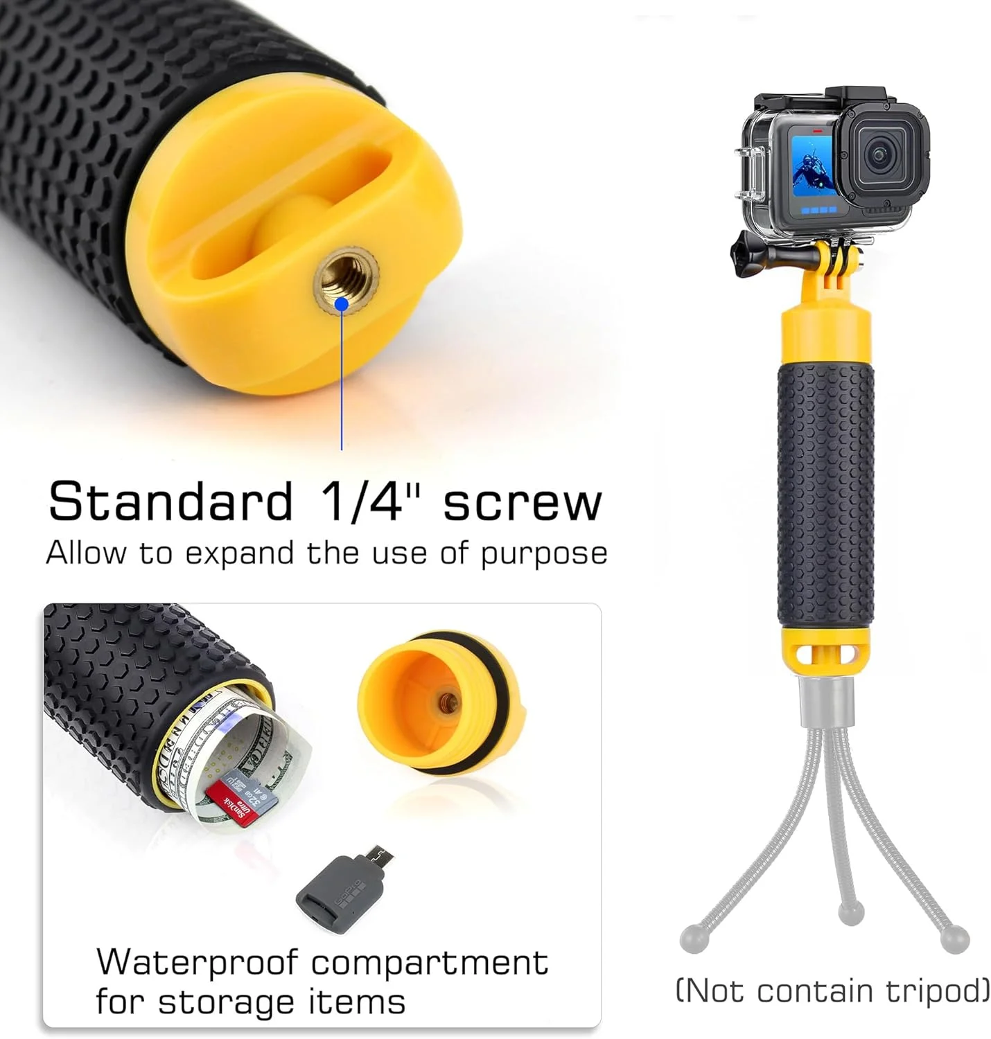 محفظه ضد آب 60 متری GEPULY برای GoPro Hero 13 12 11 10 9 Black، دسته شناور مونوپاد چوب لوازم جانبی زیر آب پوسته محافظ غواصی محفظه ضد آب 60 متری GEPULY برای GoPro Hero 13 12 11 10 9 Black، دسته شناور مونوپاد چوب لوازم جانبی زیر آب پوسته محافظ غواصی