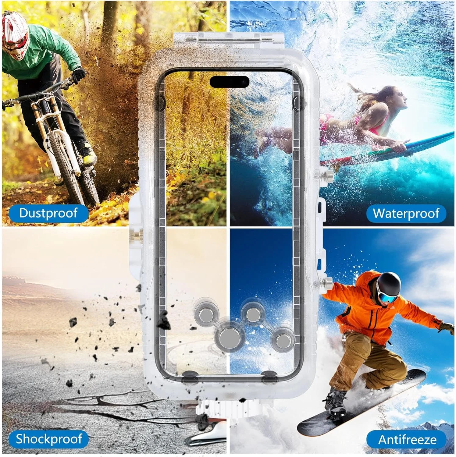 محفظه ضد آب گوشی هوشمند برای آیفون 16 پرو مکس، مناسب غواصی و عکاسی، پوشش تلفن همراه تا عمق 40 متری، مناسب برای عکس و فیلمبرداری در زیر آب (عدم پشتیبانی از iOS 26)